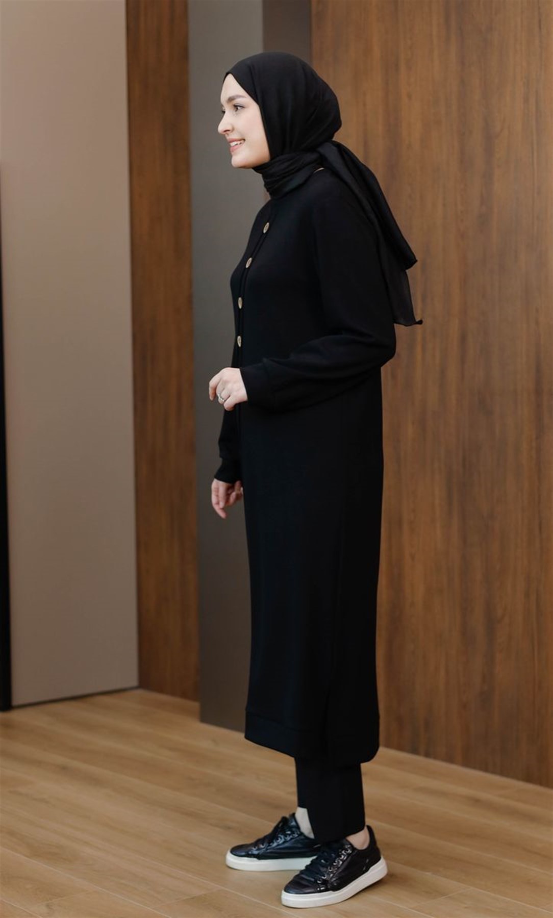 Düğmeli Oysho Uzun Tunik Siyah