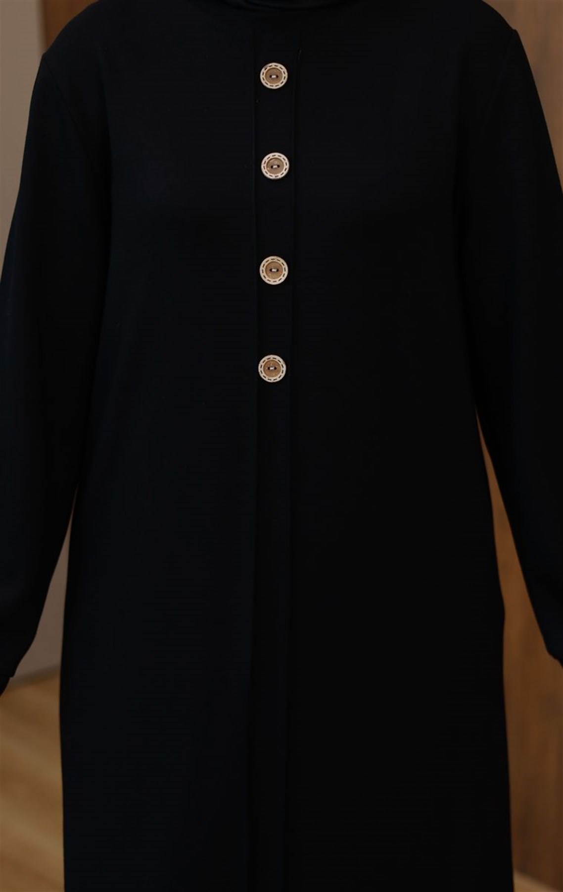 Düğmeli Oysho Uzun Tunik Siyah