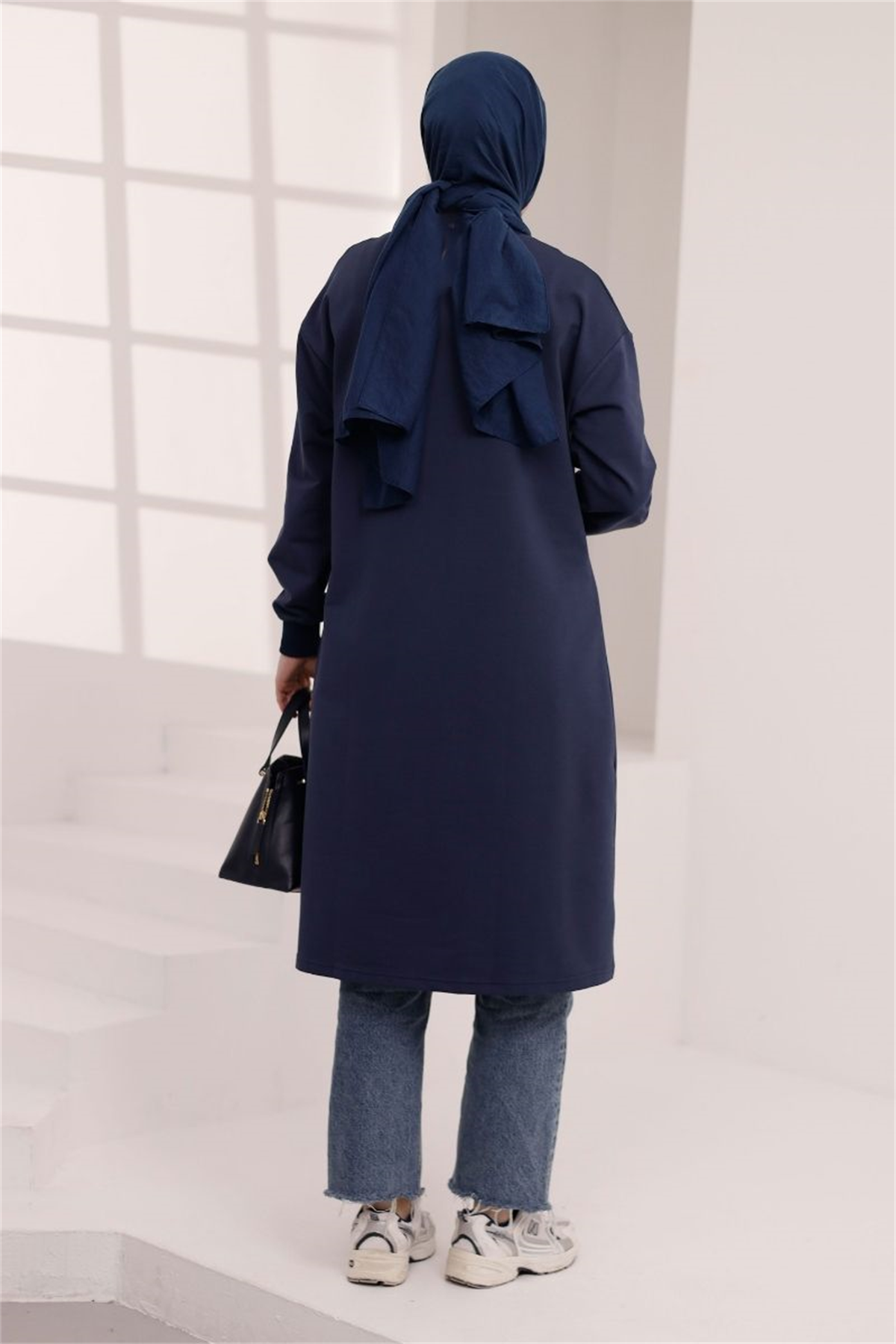 Fermuar Detaylı 110 cm Sweat Lacivert