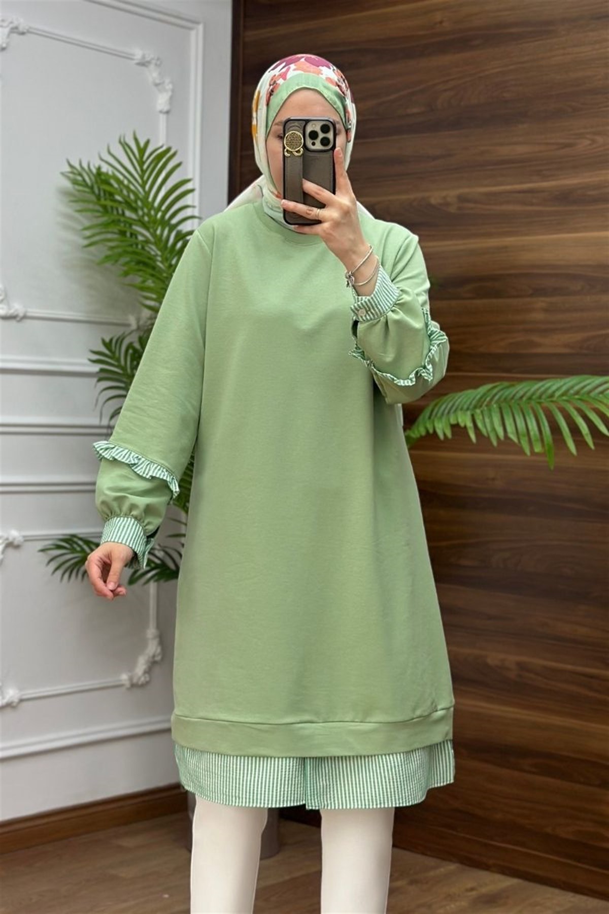 Gömlek Detaylı Sweat Mint