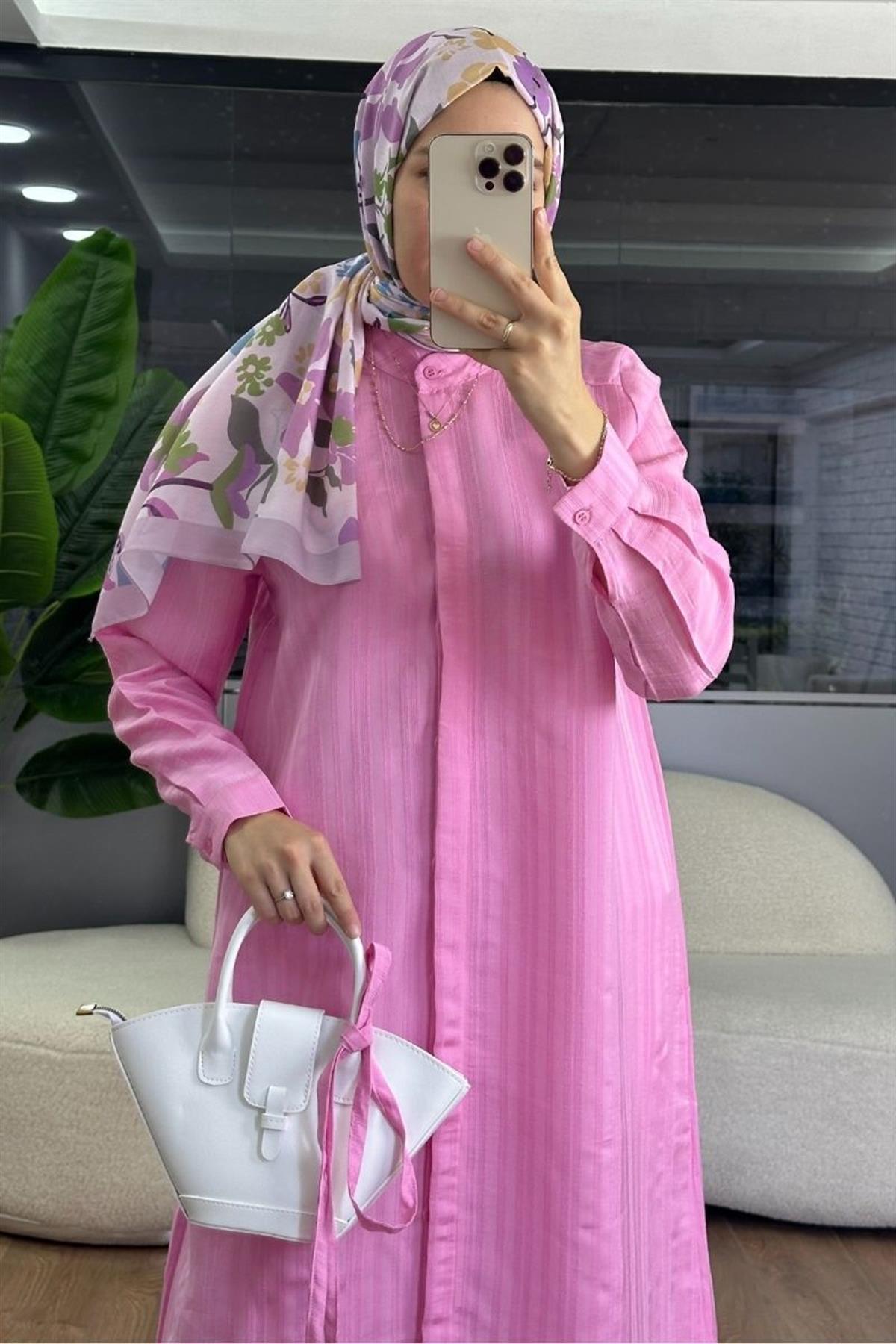 Hilay 120 cm Uzun Tunik Pembe