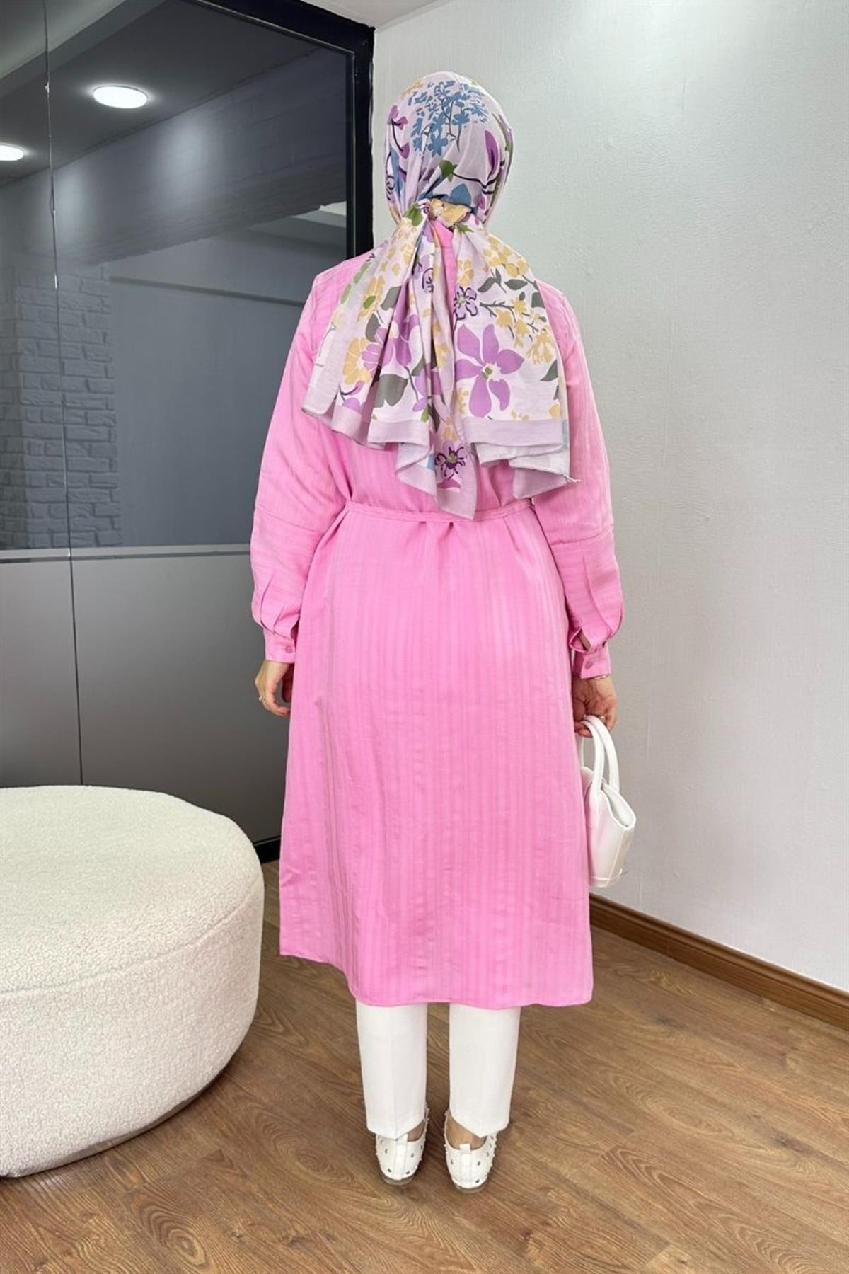 Hilay 120 cm Uzun Tunik Pembe