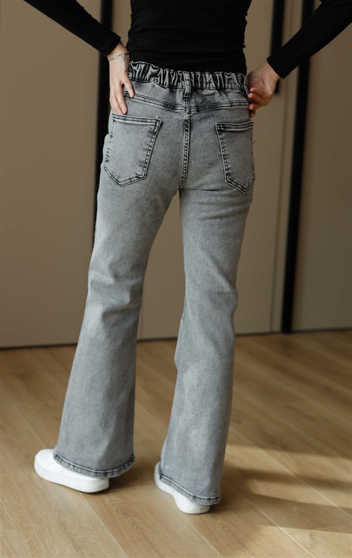 İspanyol Paça Kot Pantolon Füme