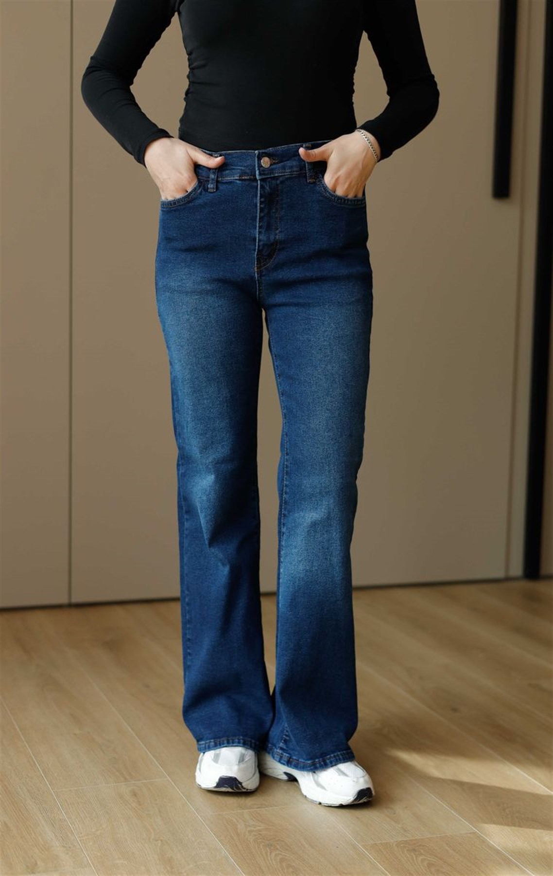 İspanyol Paça Kot Pantolon Mavi