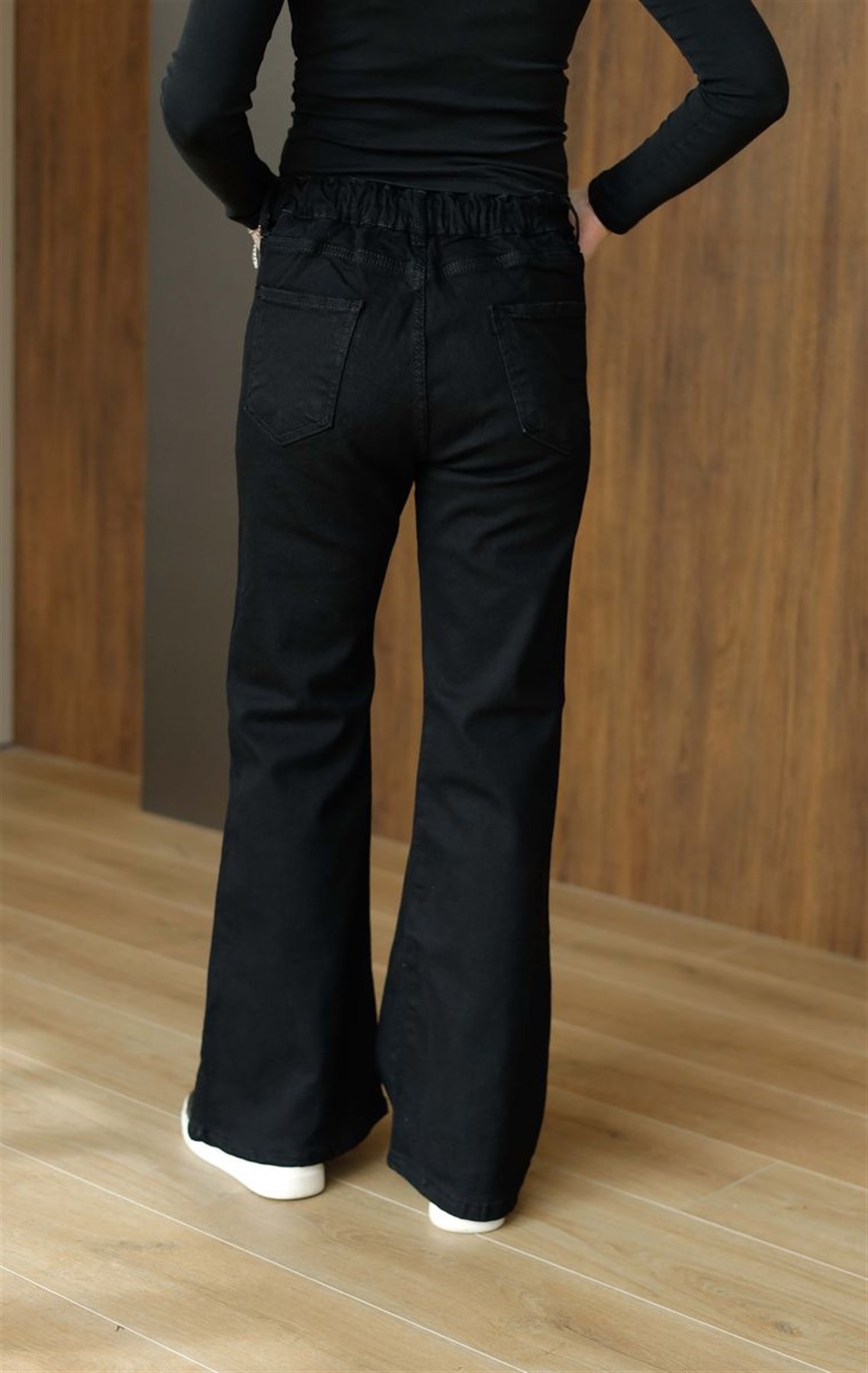 İspanyol Paça Kot Pantolon Siyah