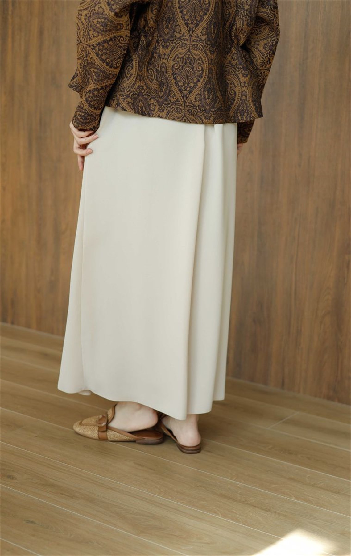 Kemerli Pantolon Etek Krem