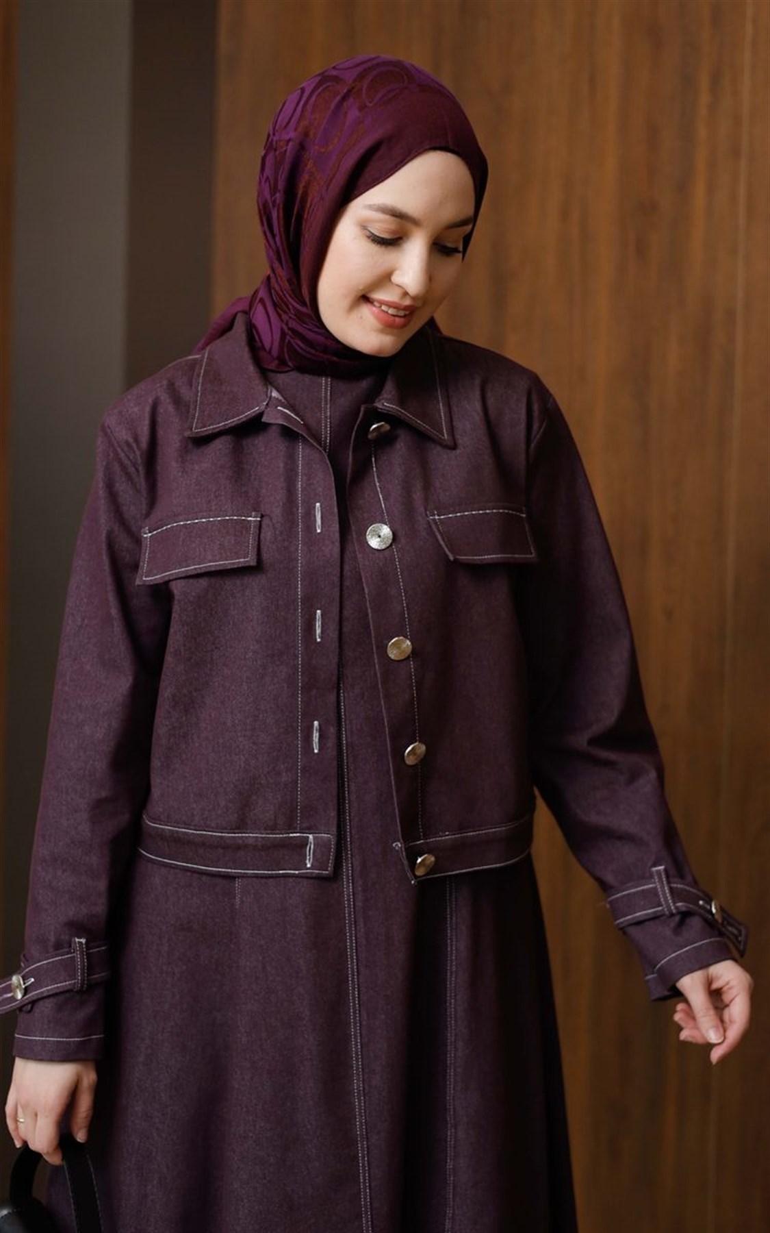 Kot Jile Elbise Bordo