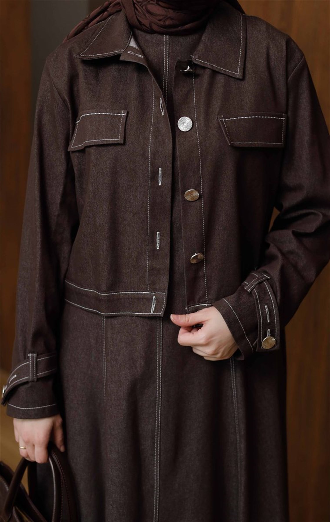 Kot Jile Elbise Kahve