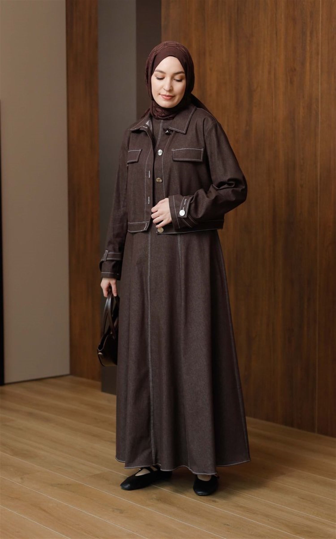 Kot Jile Elbise Kahve