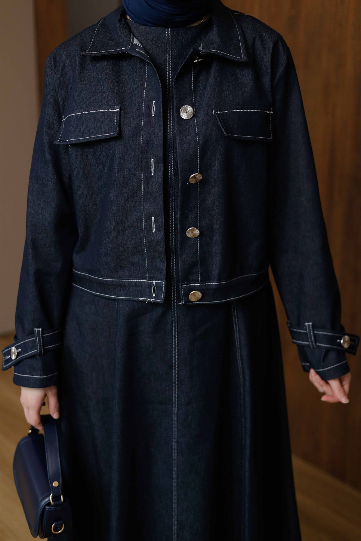 Kot Jile Elbise Lacivert