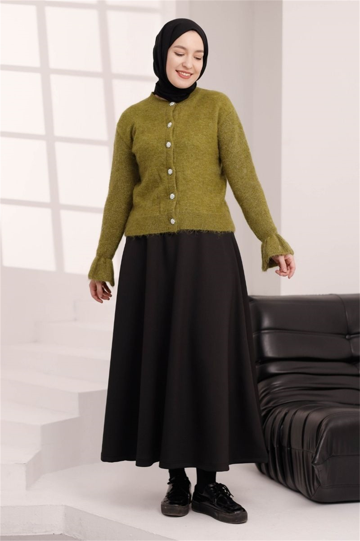 Leydi Triko Zeytin Yeşili