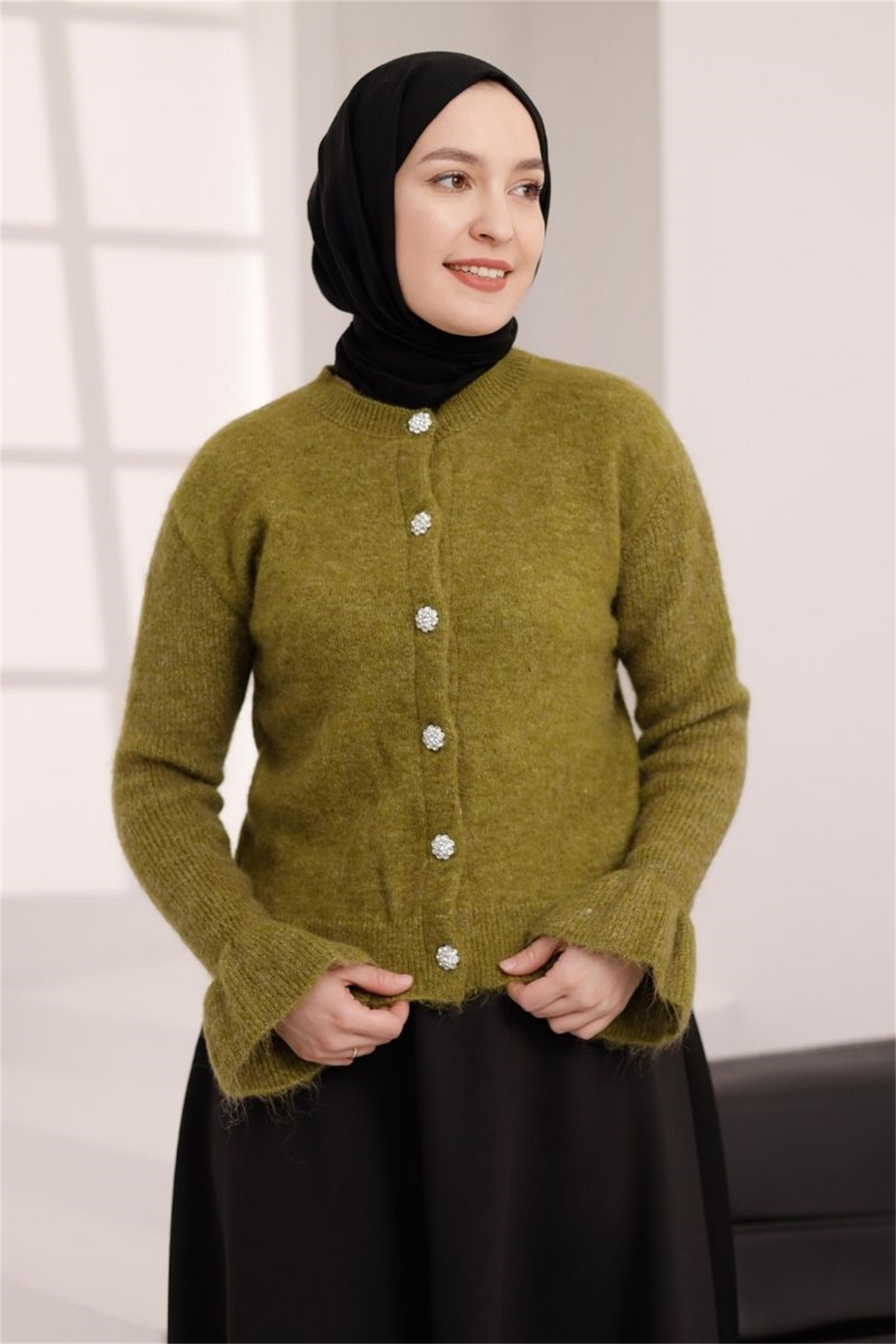 Leydi Triko Zeytin Yeşili