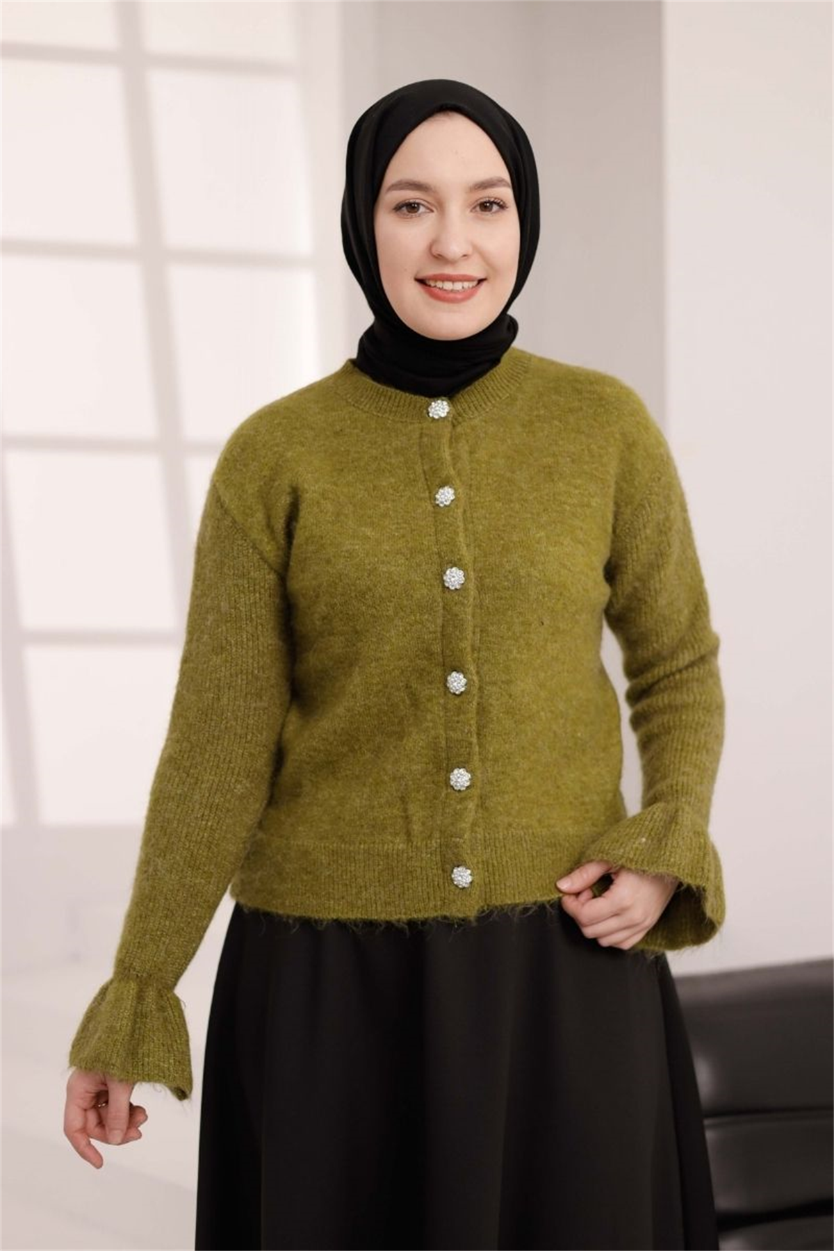 Leydi Triko Zeytin Yeşili