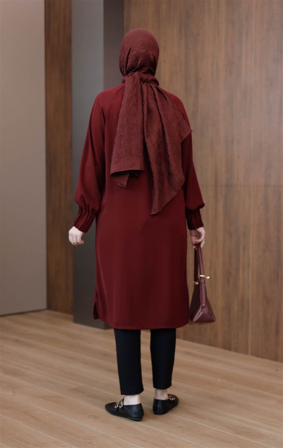 Lina Medine İpeği Uzun Tunik Bordo