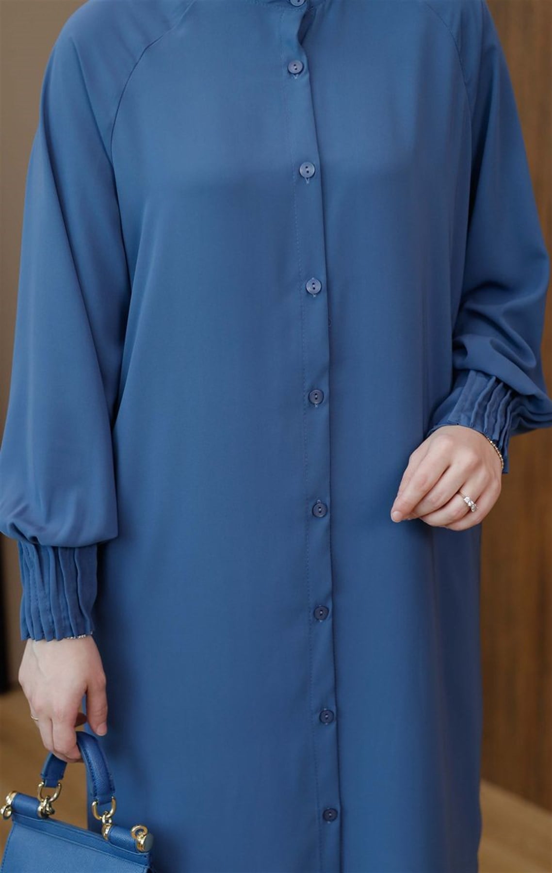 Lina Medine İpeği Uzun Tunik İndigo