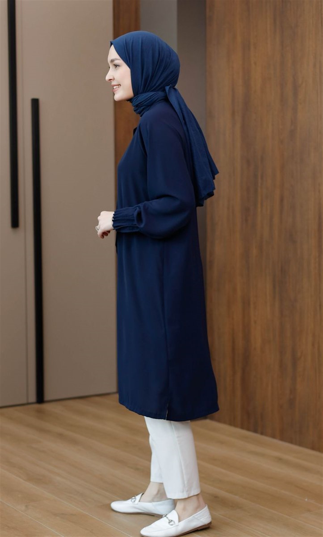 Lina Medine İpeği Uzun Tunik Lacivert