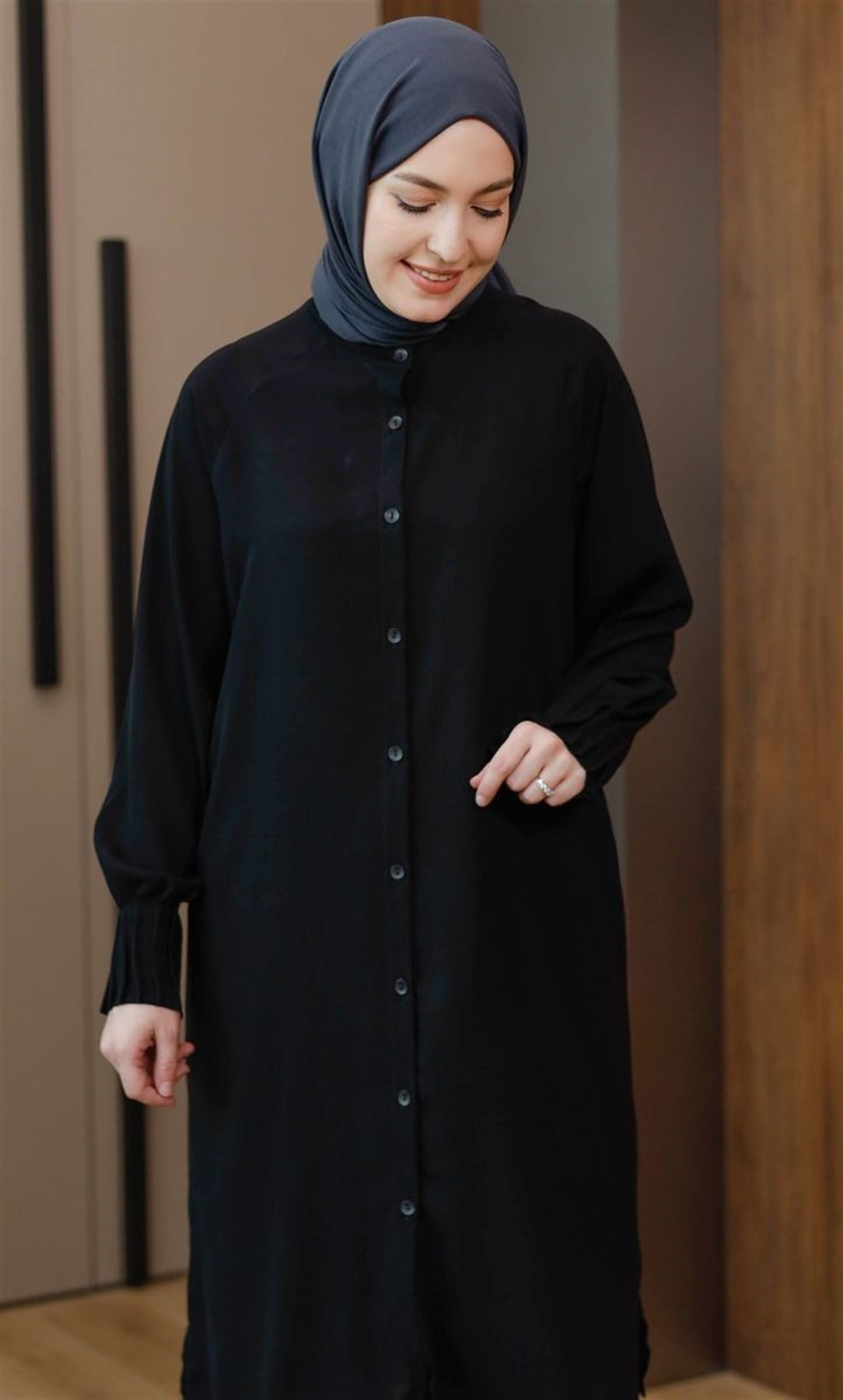 Lina Medine İpeği Uzun Tunik Siyah