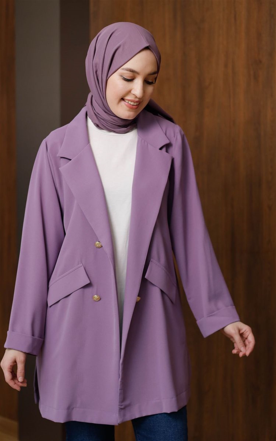 Linda Krep Ceket Lila