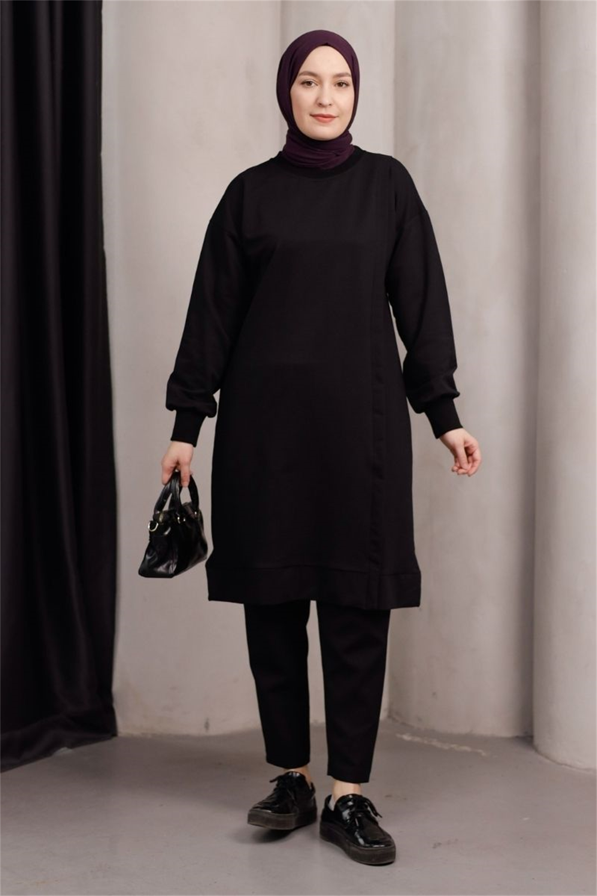 Marin Uzun Sweat Siyah