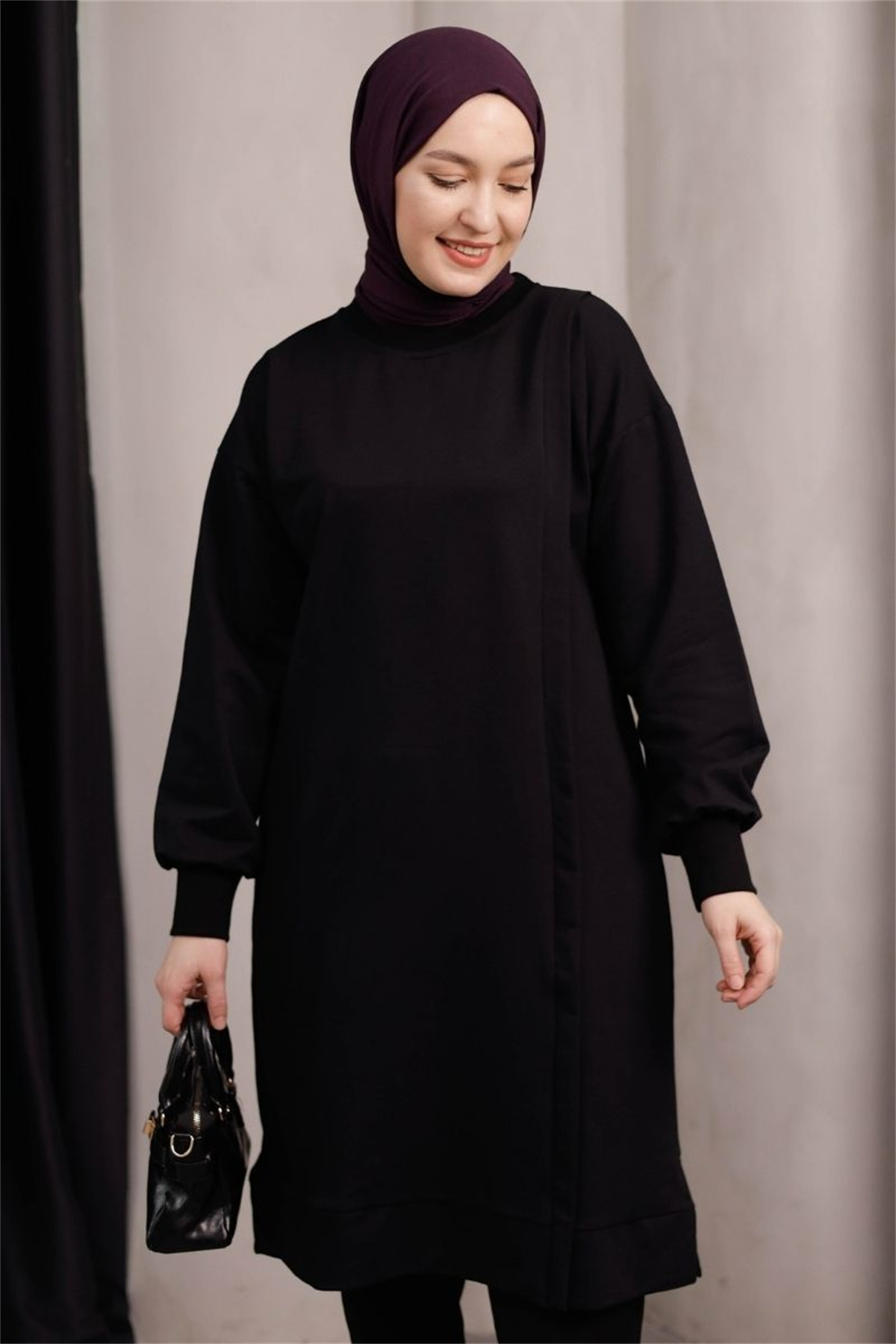 Marin Uzun Sweat Siyah