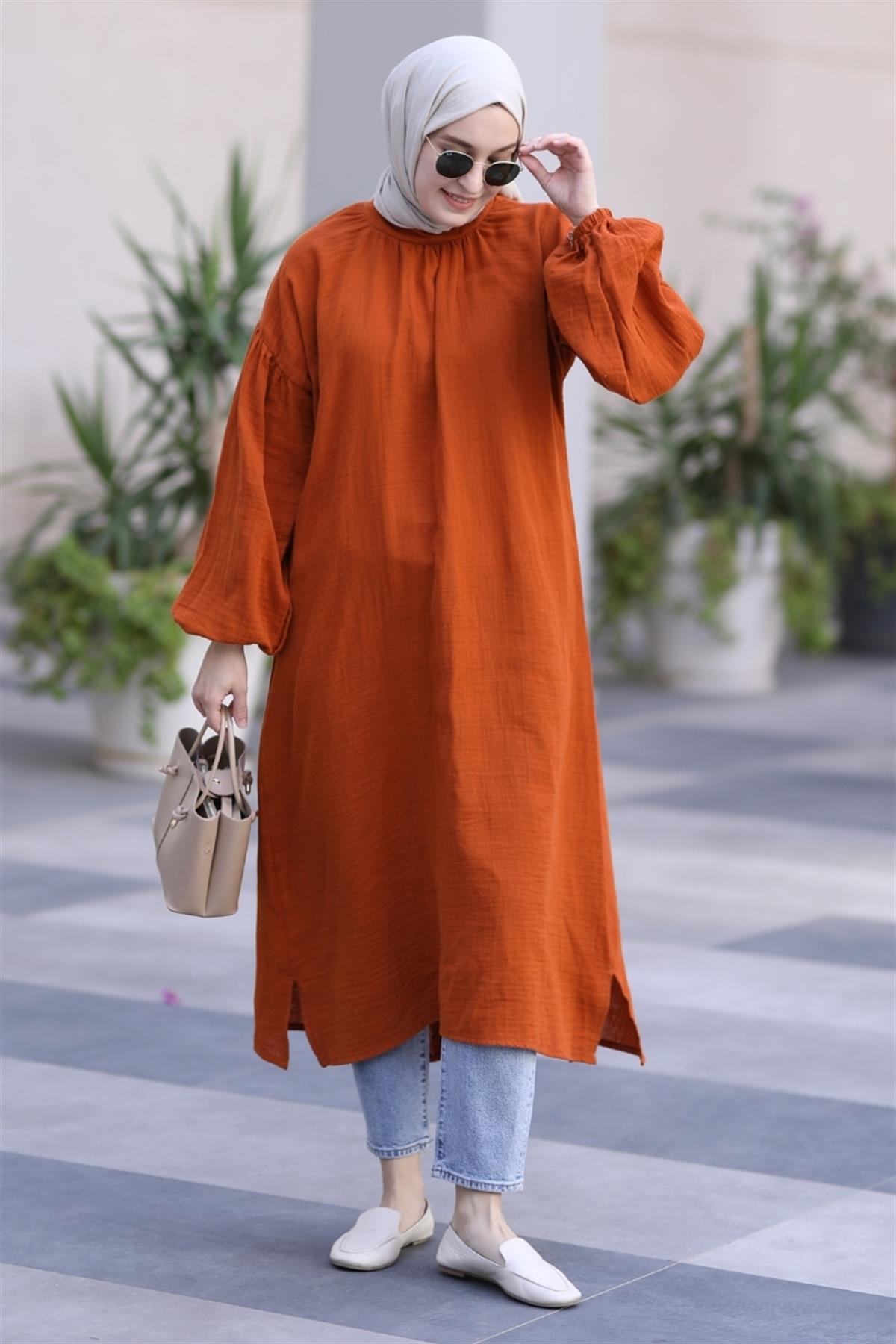 Mila Müslin Uzun Tunik Balkabağı