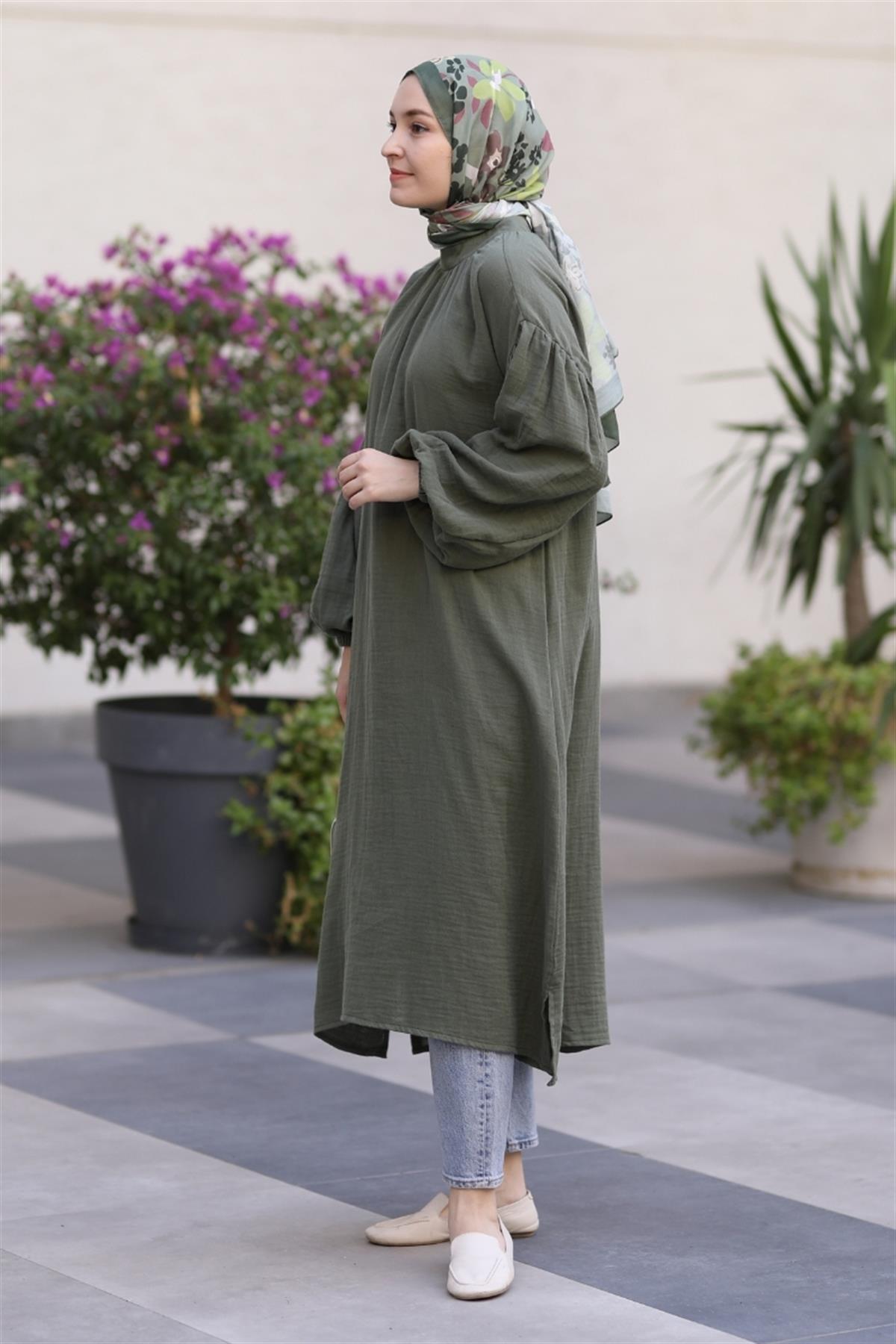 Mila Müslin Uzun Tunik Haki