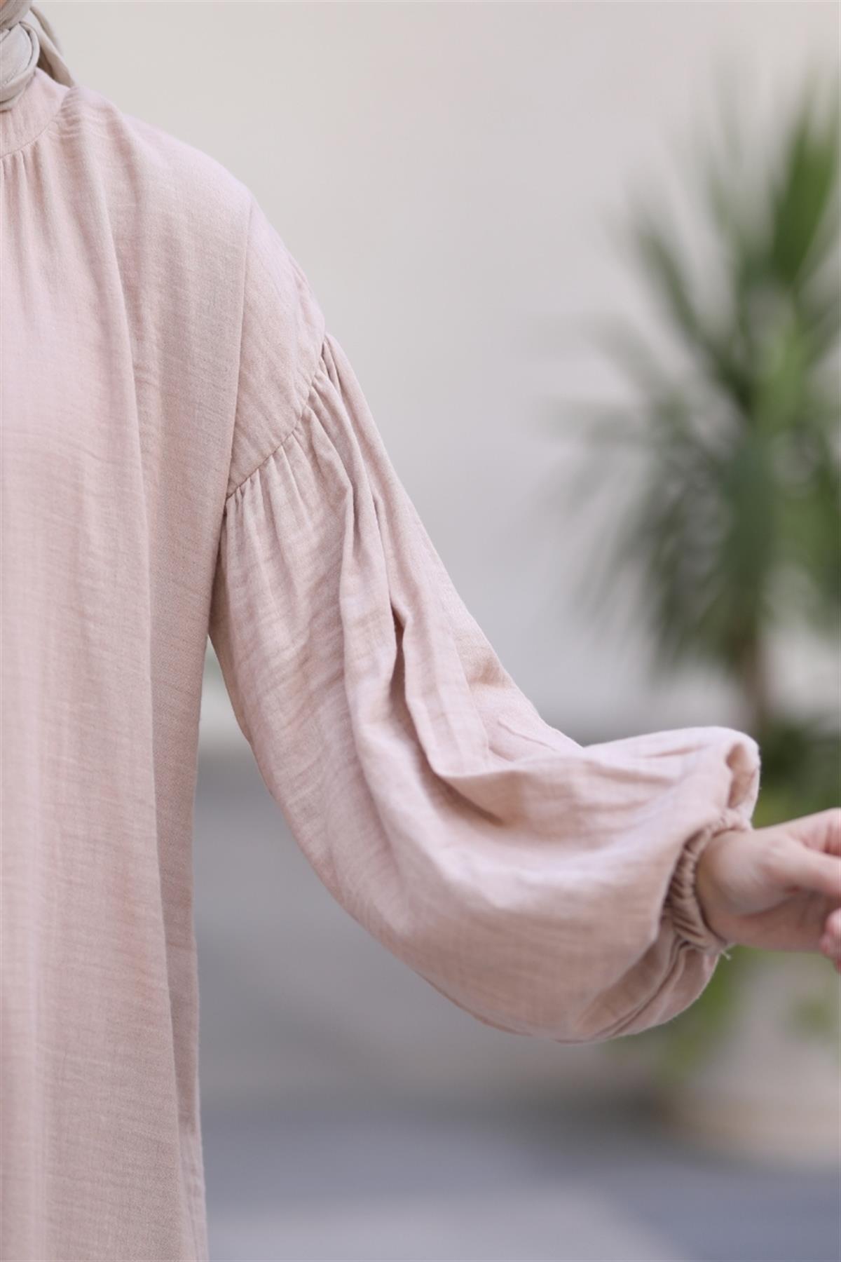 Mila Müslin Uzun Tunik Vizon