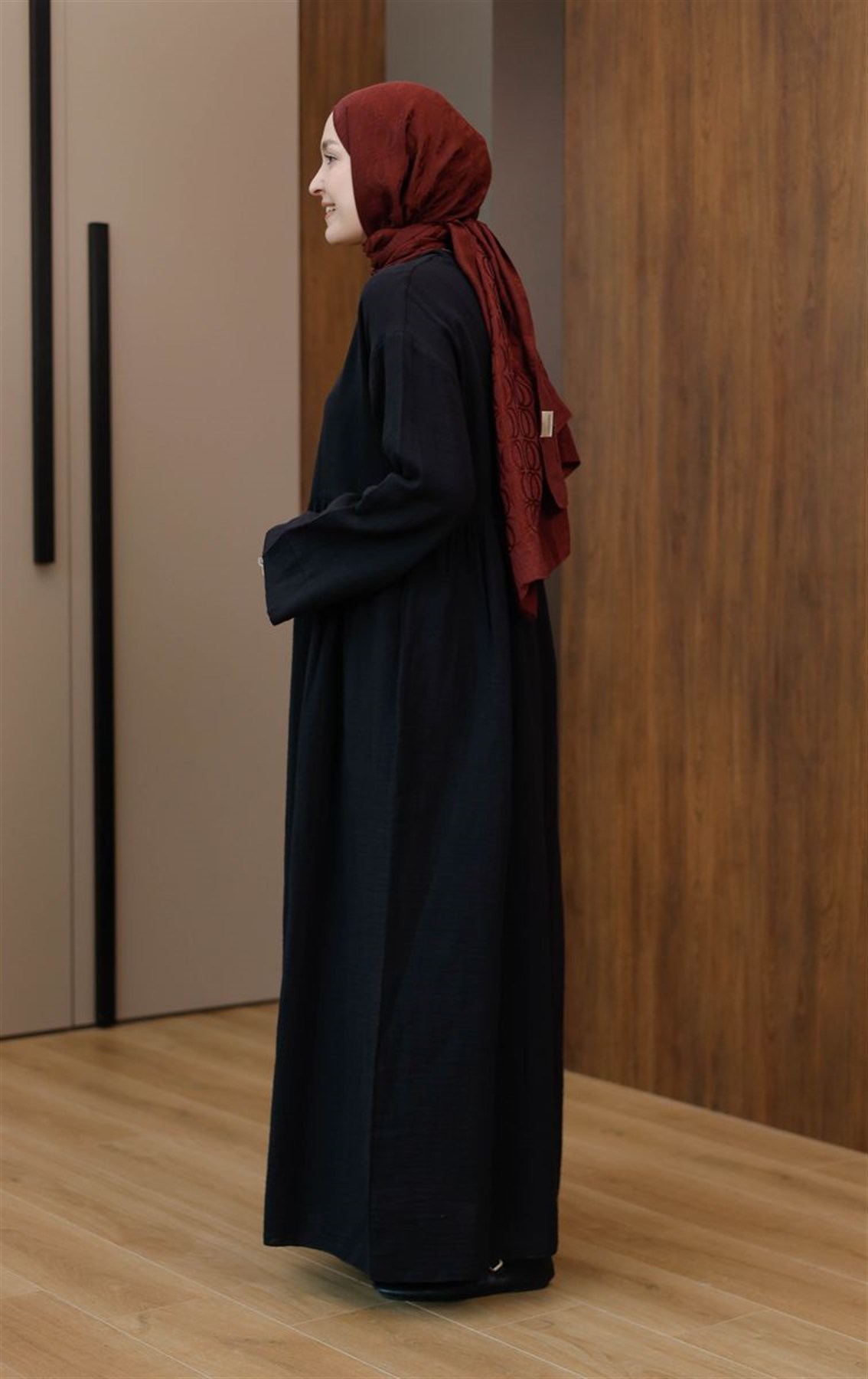 Müslin Uzun Elbise Siyah