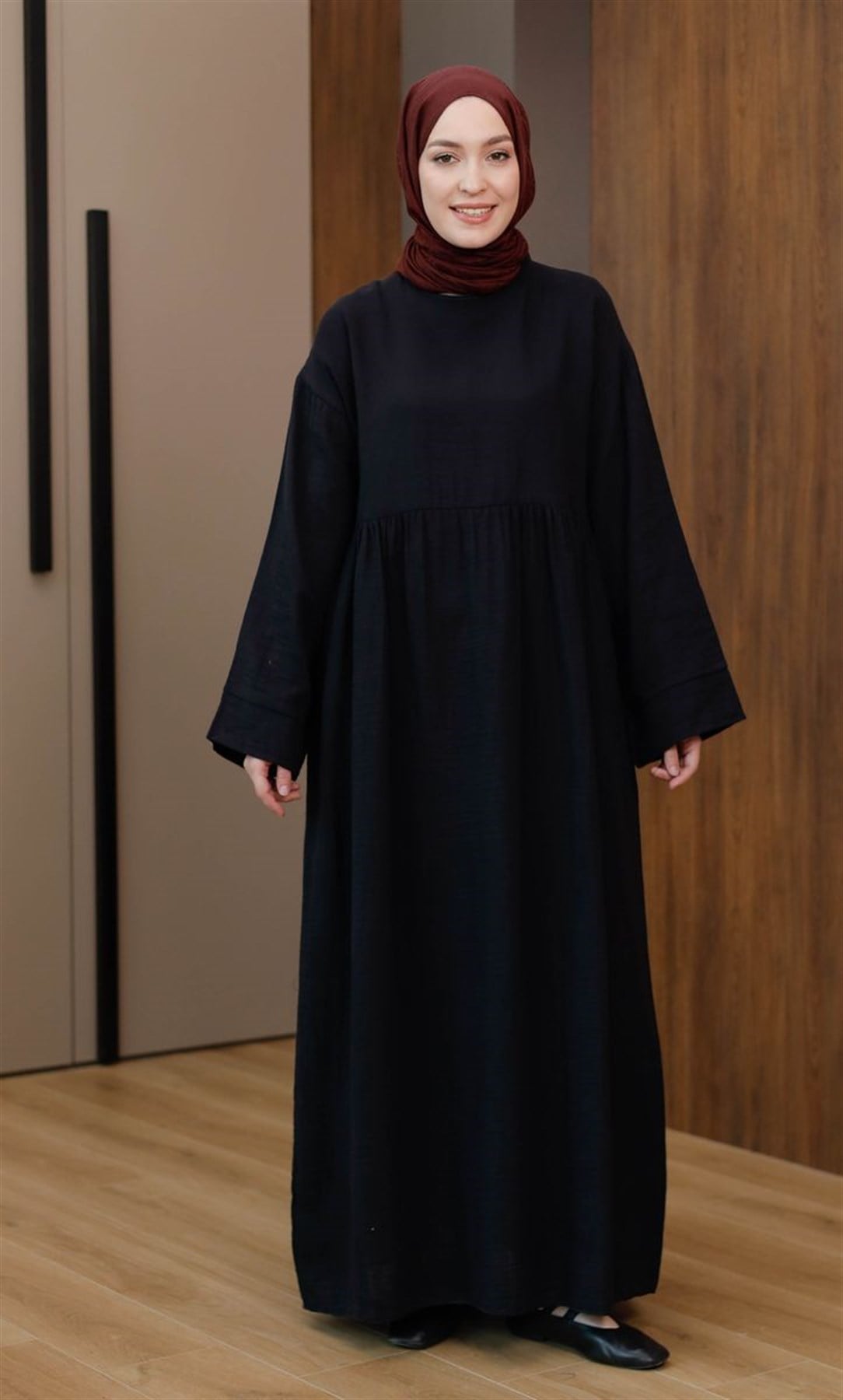 Müslin Uzun Elbise Siyah