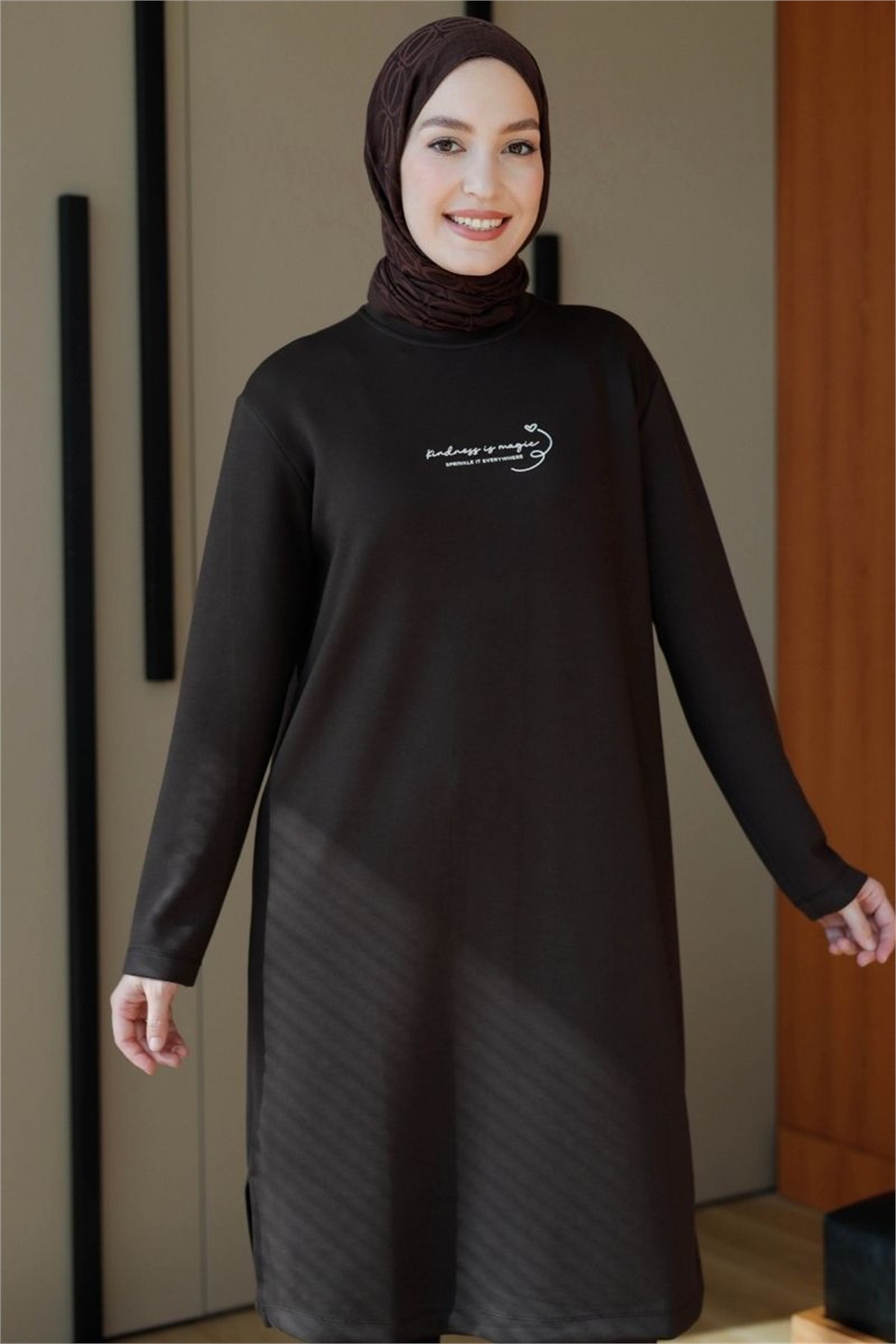 Önü Baskılı Oysho Sweat Kahve