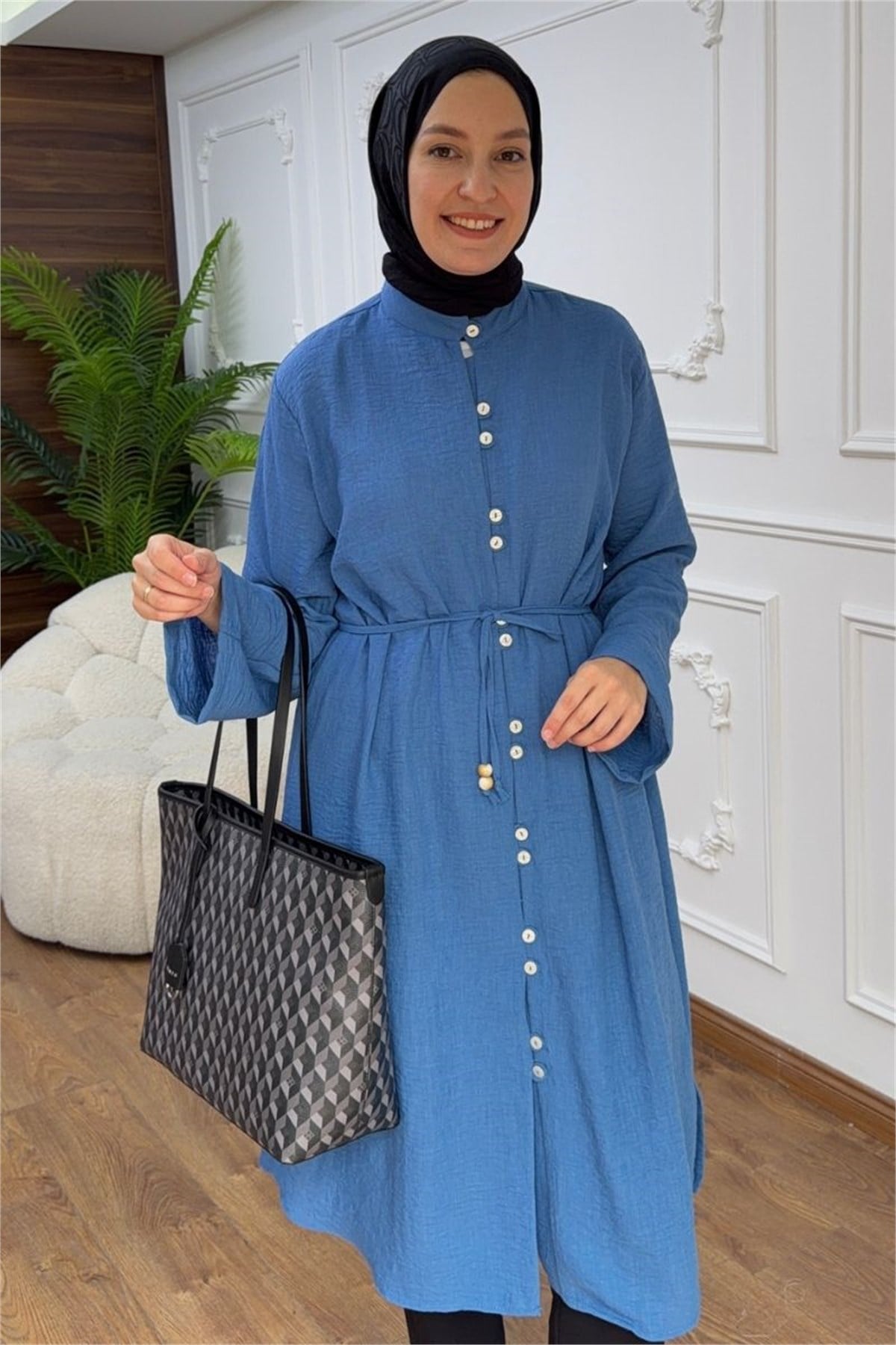 Önü Biritli Valentino Tunik İndigo