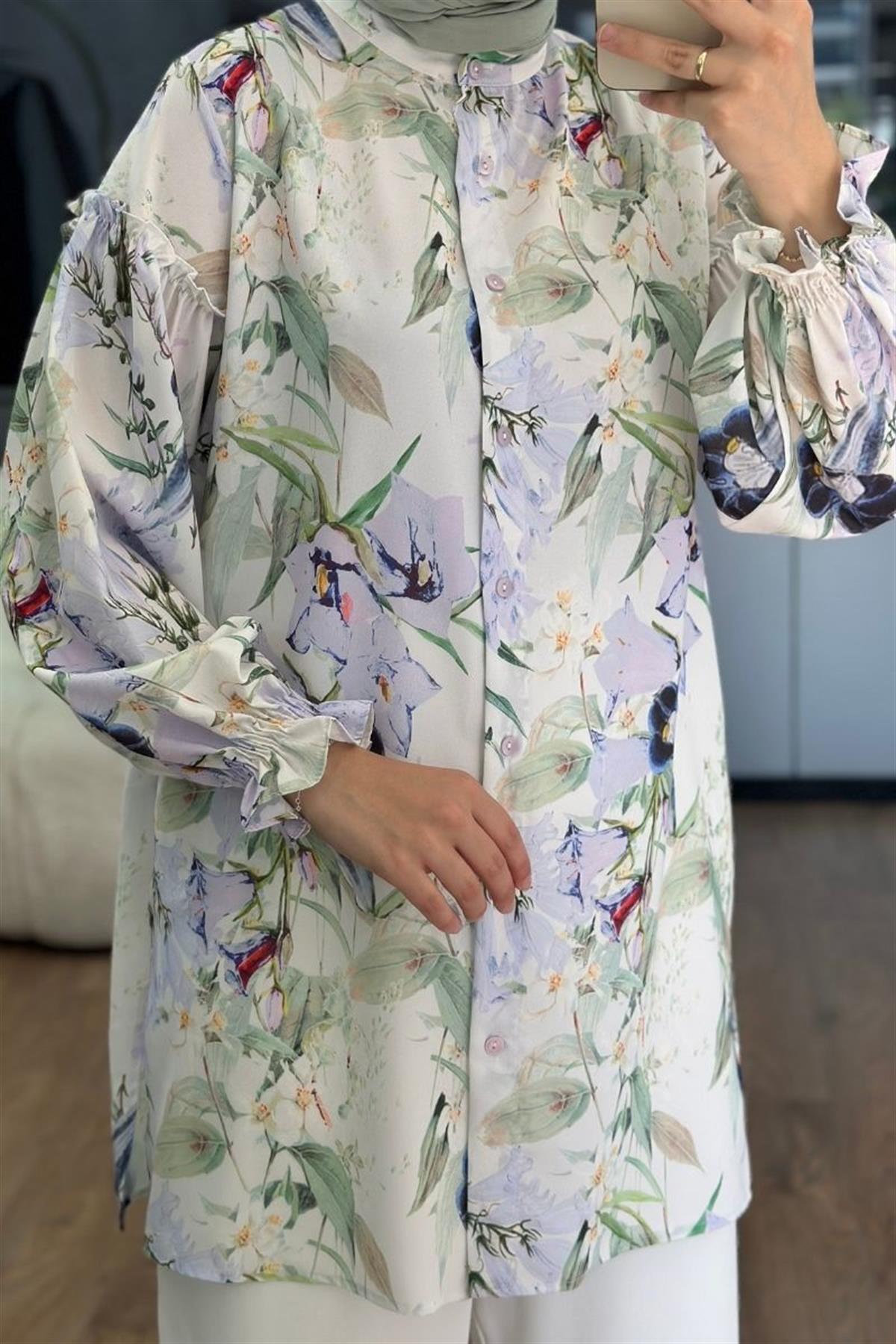 Orkide Desenli Gömlek 