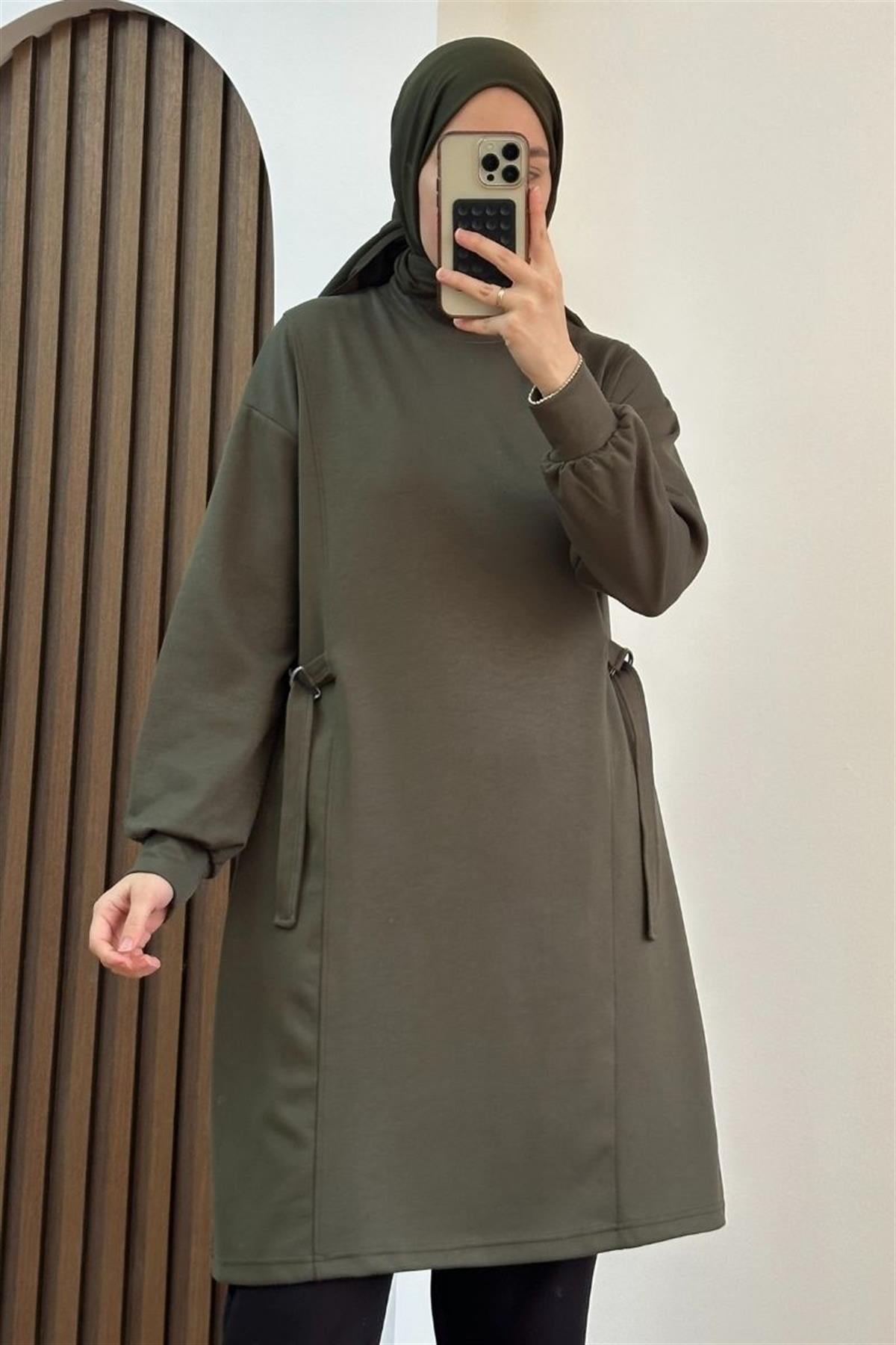 Oysho Yandan Tokalı Tunik Haki
