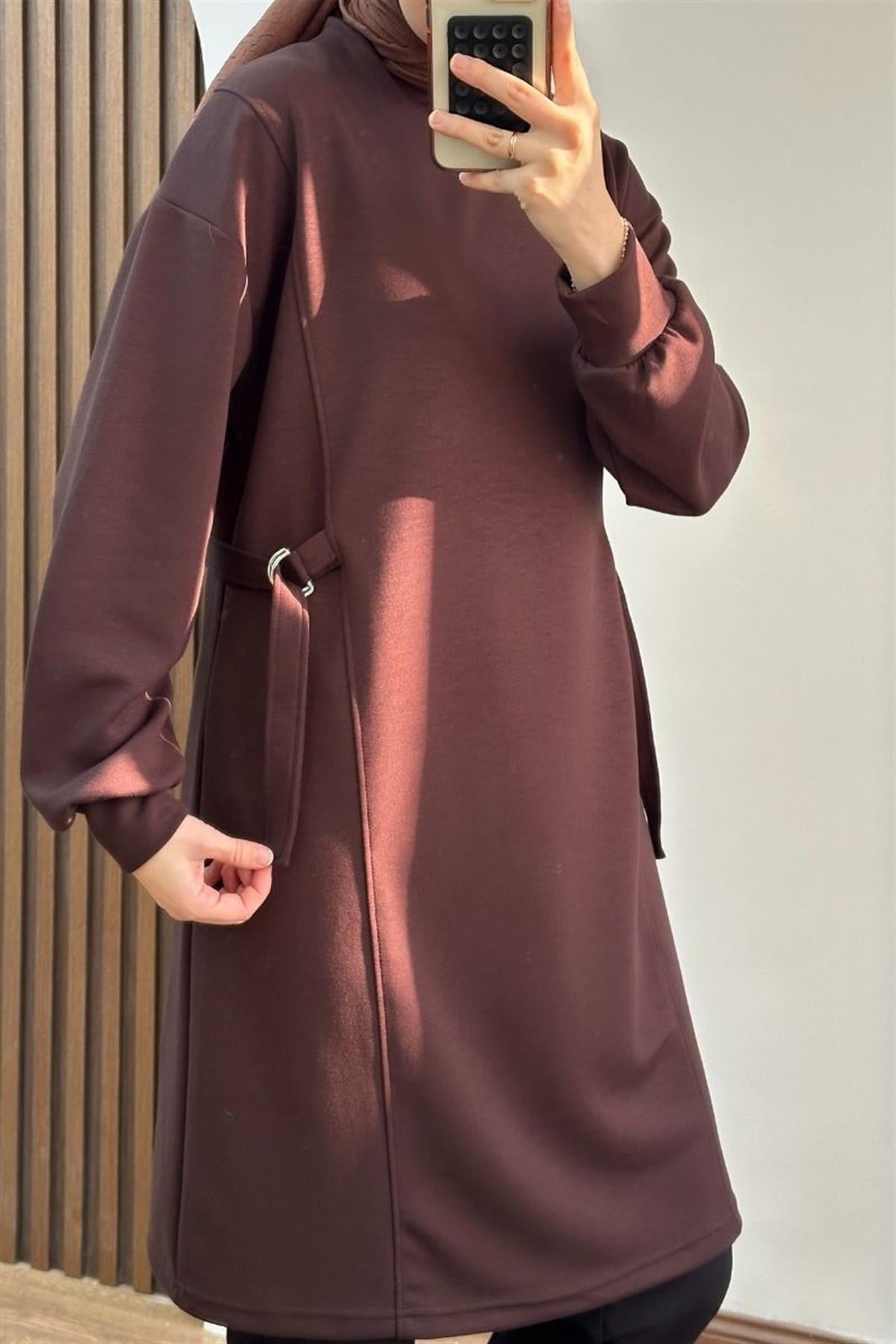 Oysho Yandan Tokalı Tunik Kahve