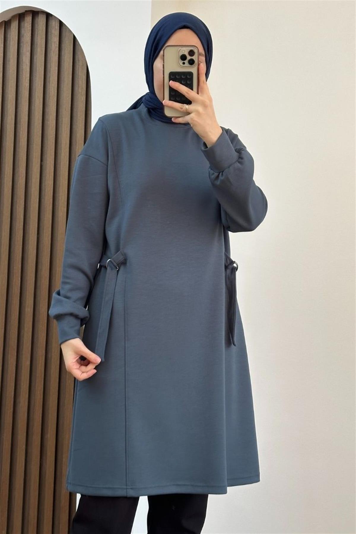 Oysho Yandan Tokalı Tunik Soft İndigo