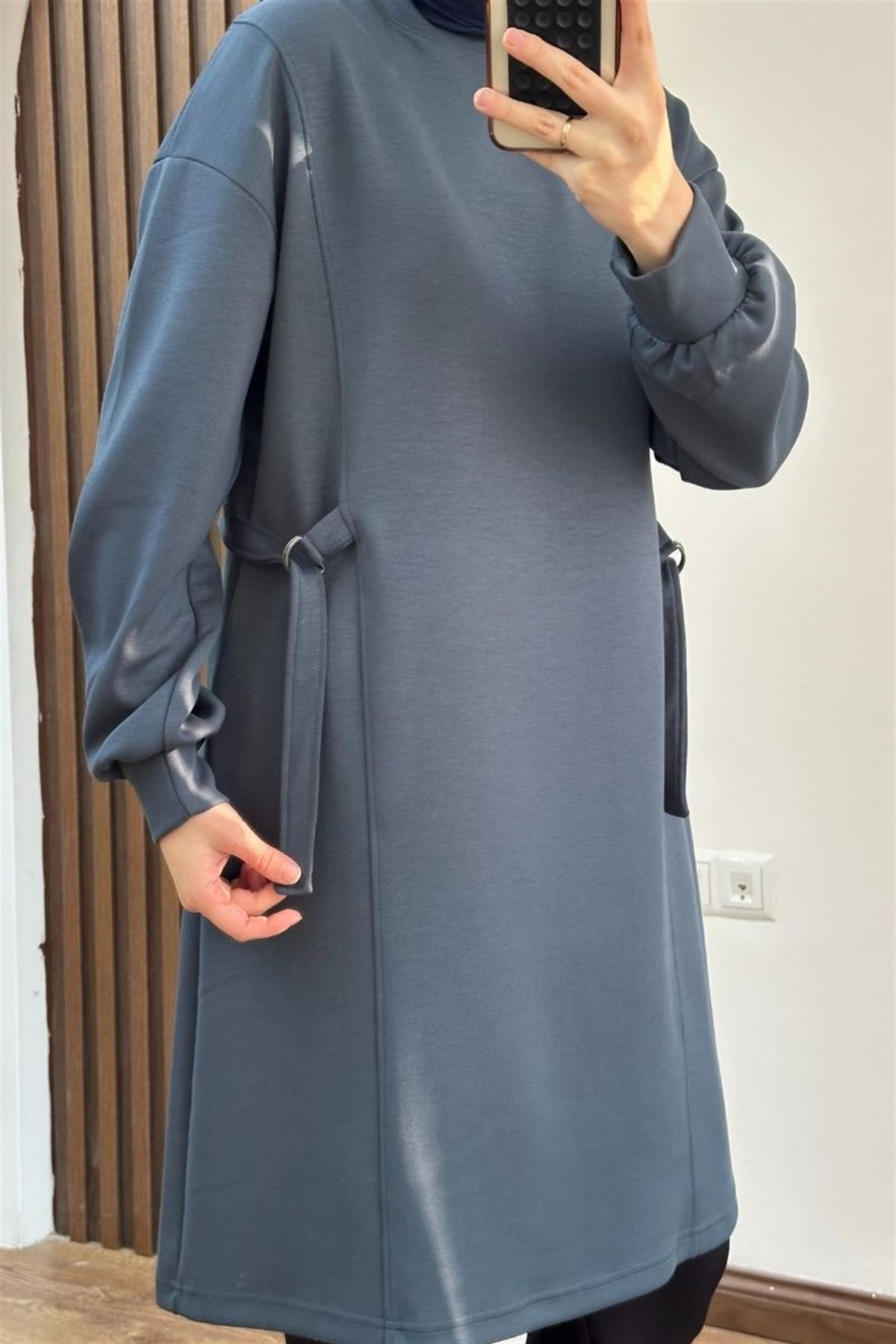 Oysho Yandan Tokalı Tunik Soft İndigo