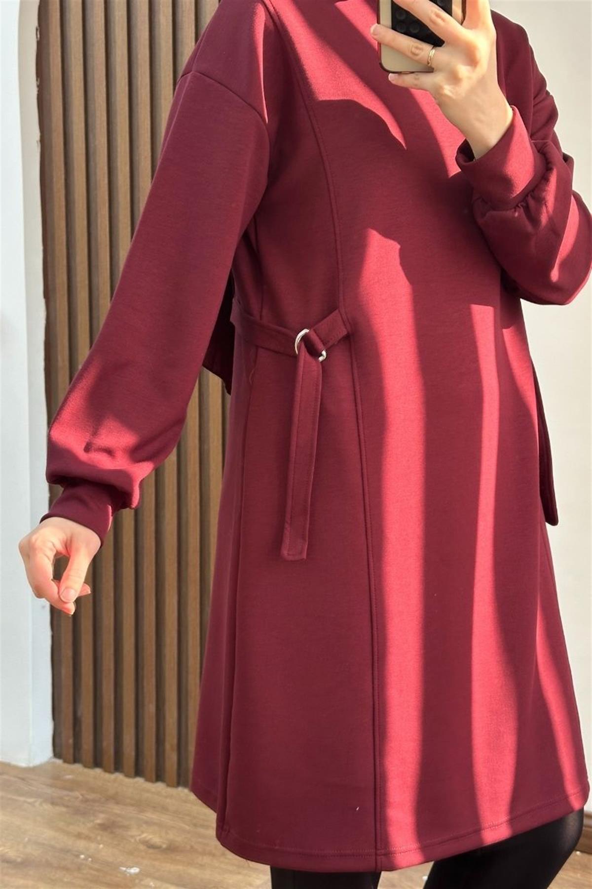 Oysho Yandan Tokalı Tunik Vişne