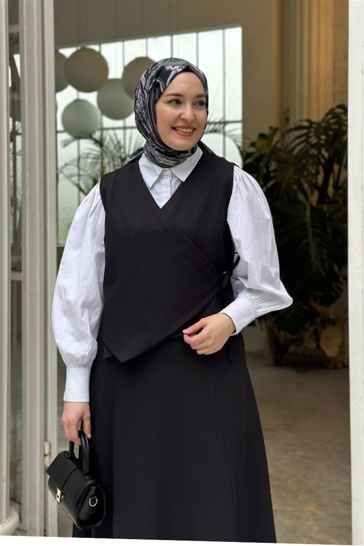 Qanva Yelekli Takım Siyah