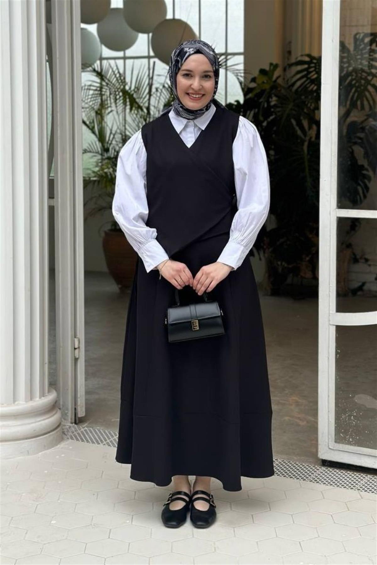 Qanva Yelekli Takım Siyah