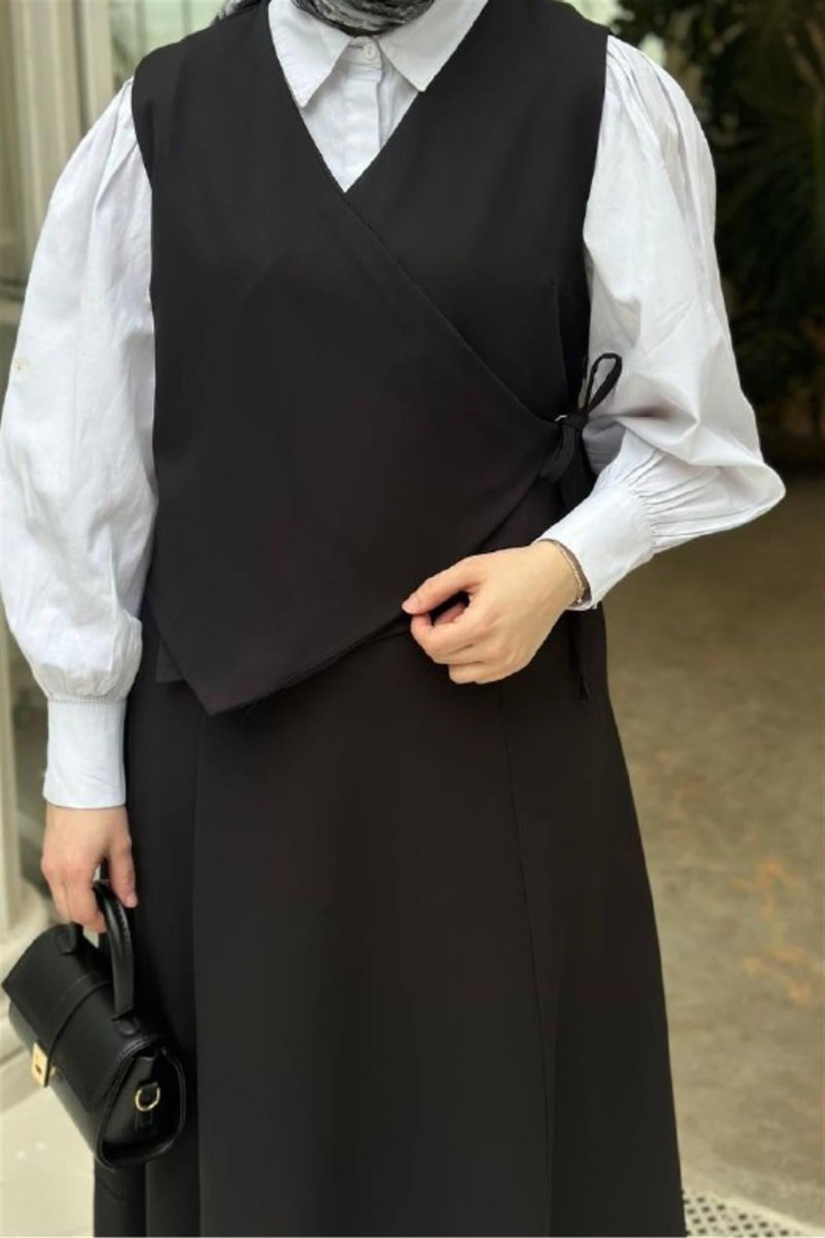 Qanva Yelekli Takım Siyah