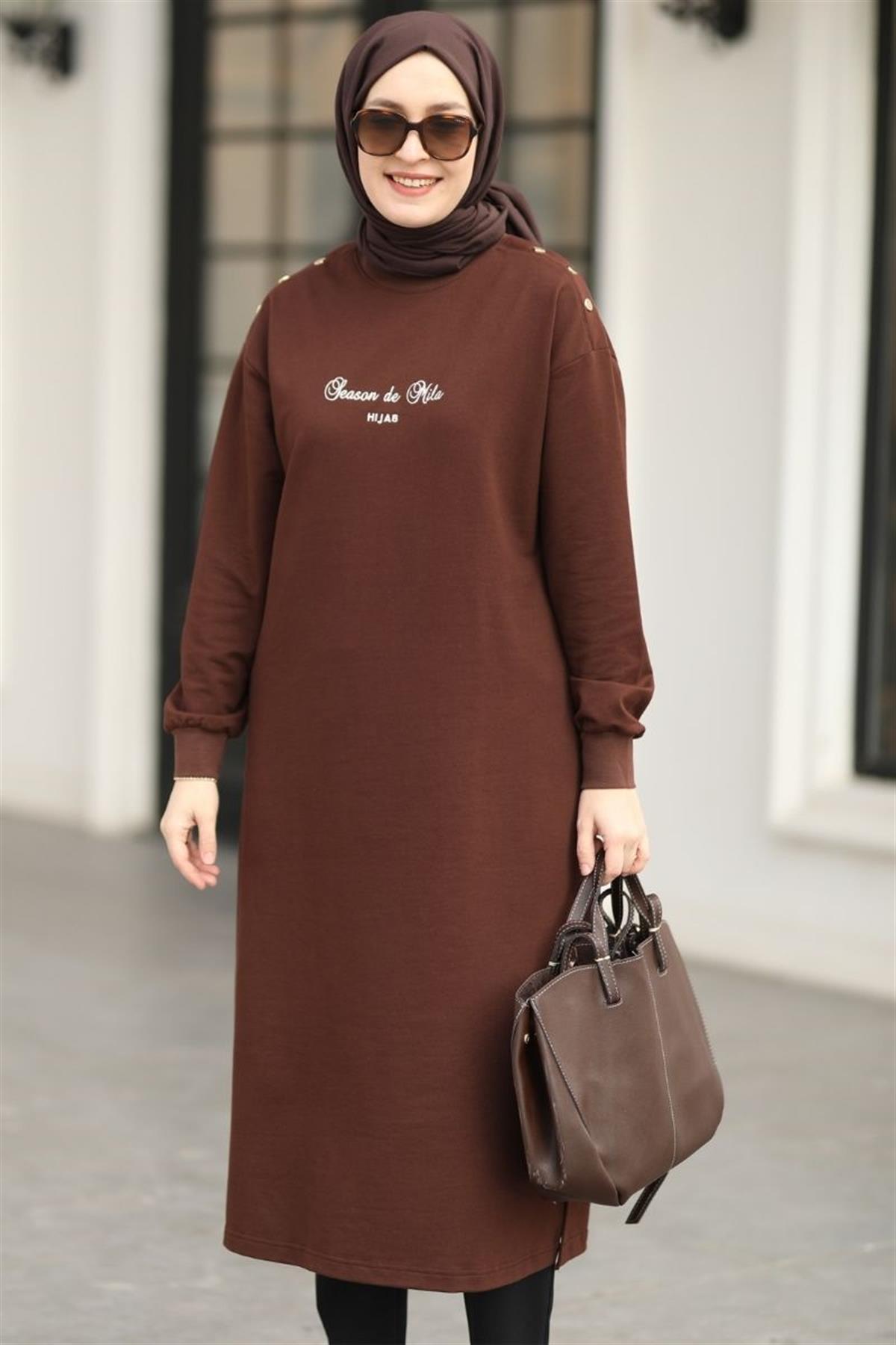 Season De Mila 120 cm Uzun Tunik Kahve