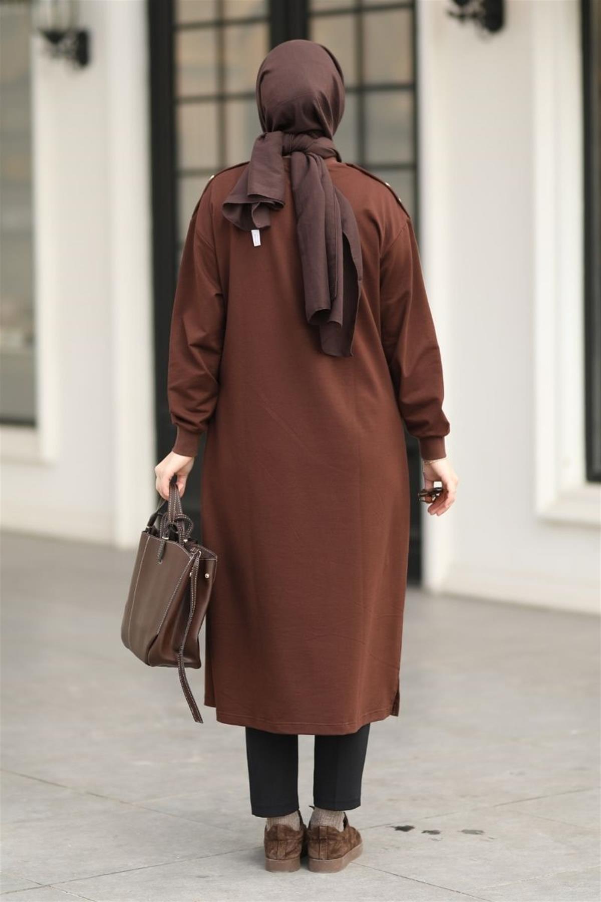 Season De Mila 120 cm Uzun Tunik Kahve