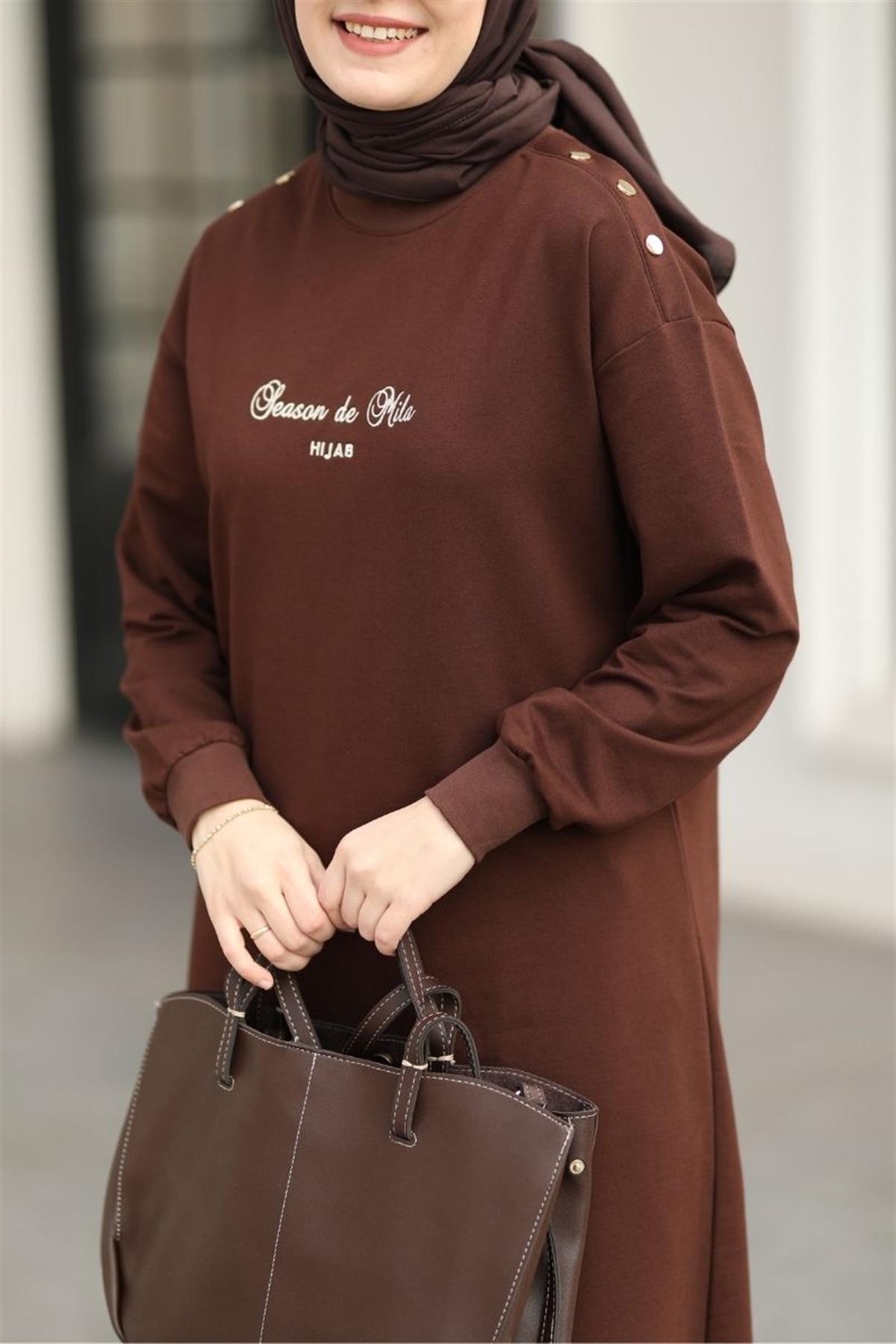 Season De Mila 120 cm Uzun Tunik Kahve