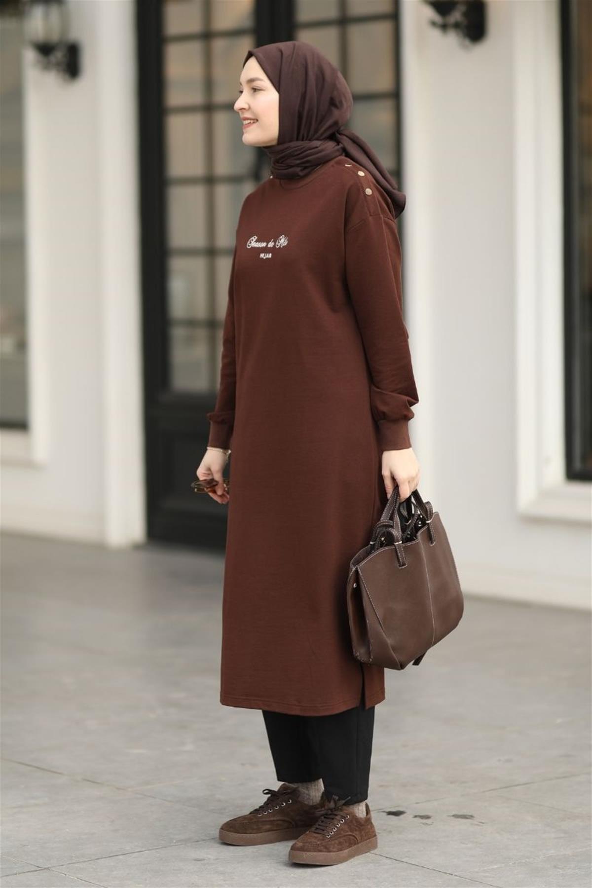 Season De Mila 120 cm Uzun Tunik Kahve