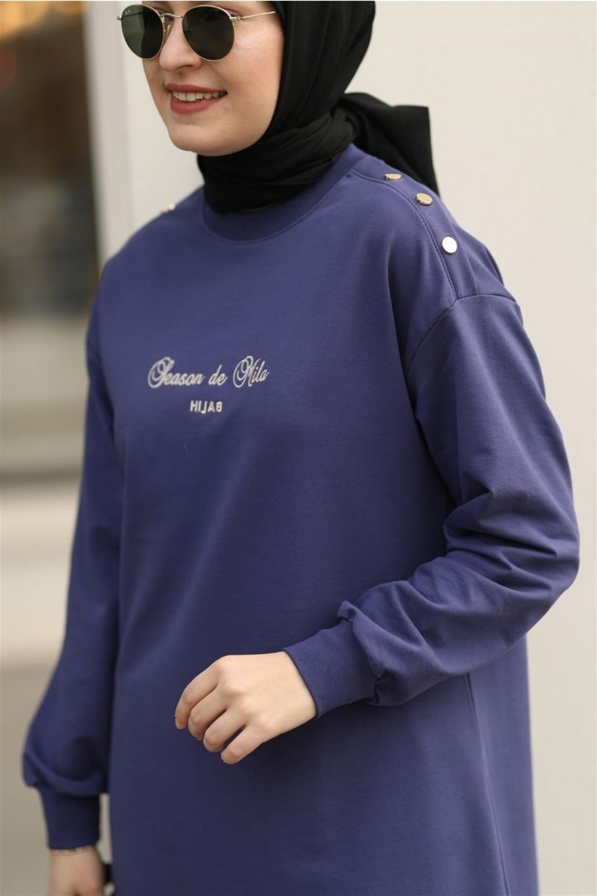 Season De Mila 120 cm Uzun Tunik Mor