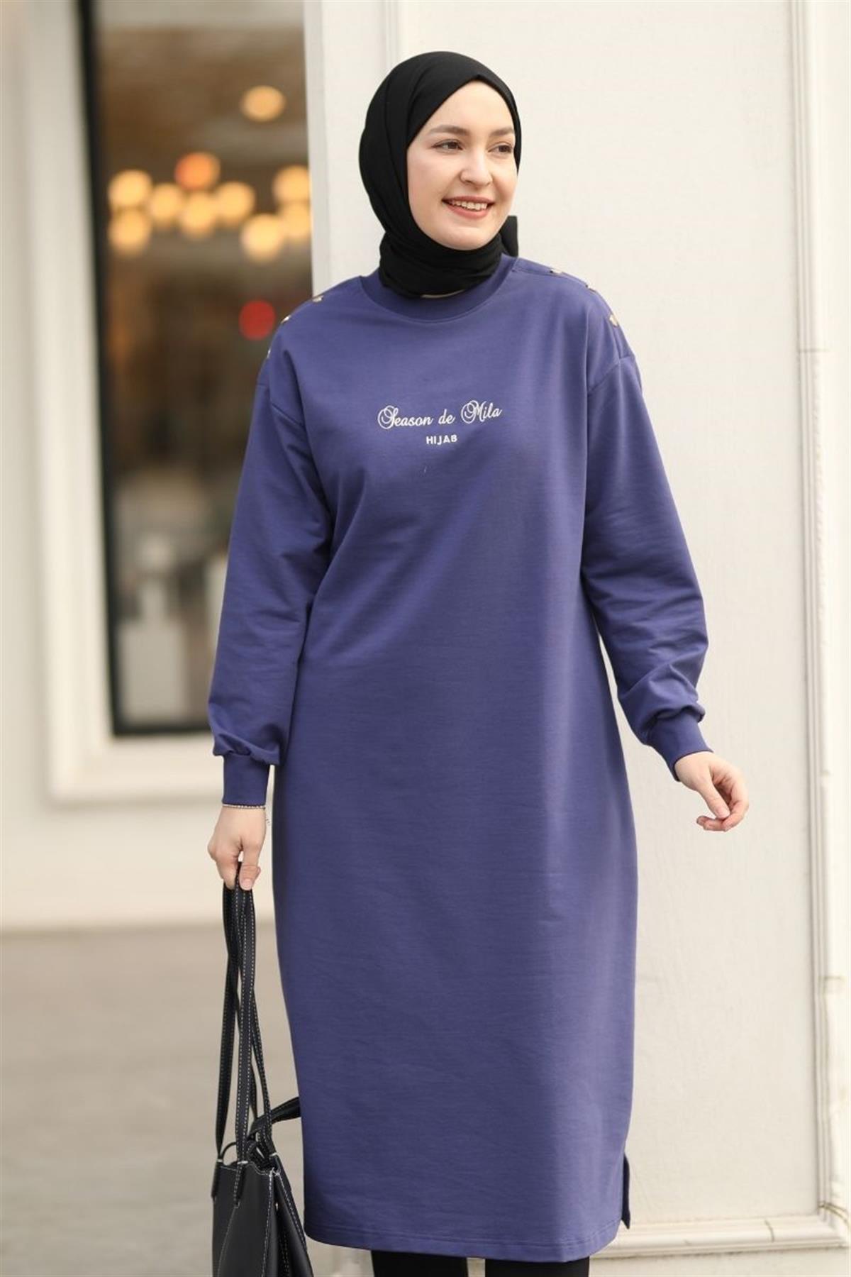 Season De Mila 120 cm Uzun Tunik Mor
