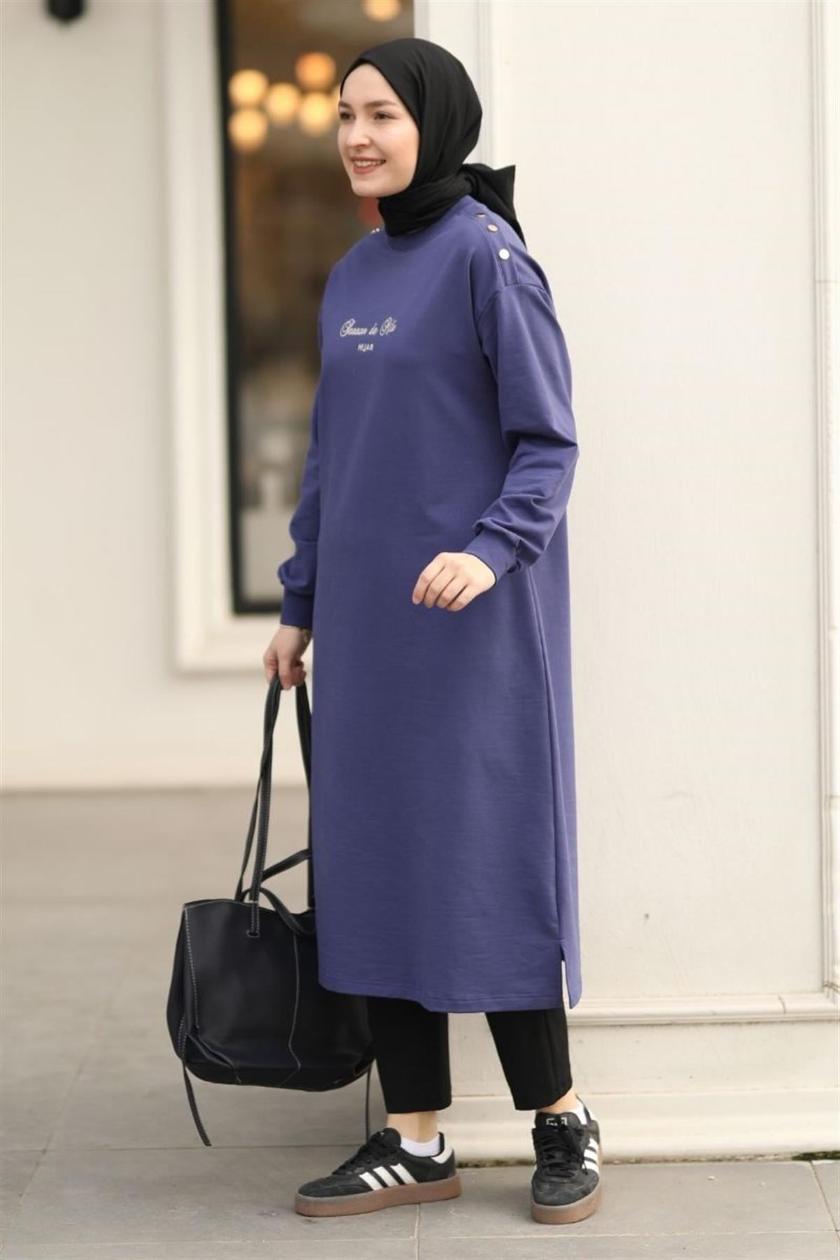 Season De Mila 120 cm Uzun Tunik Mor