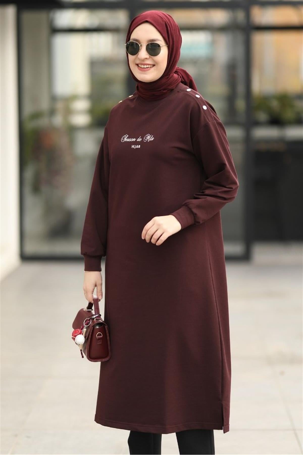 Season De Mila 120 cm Uzun Tunik Vişne