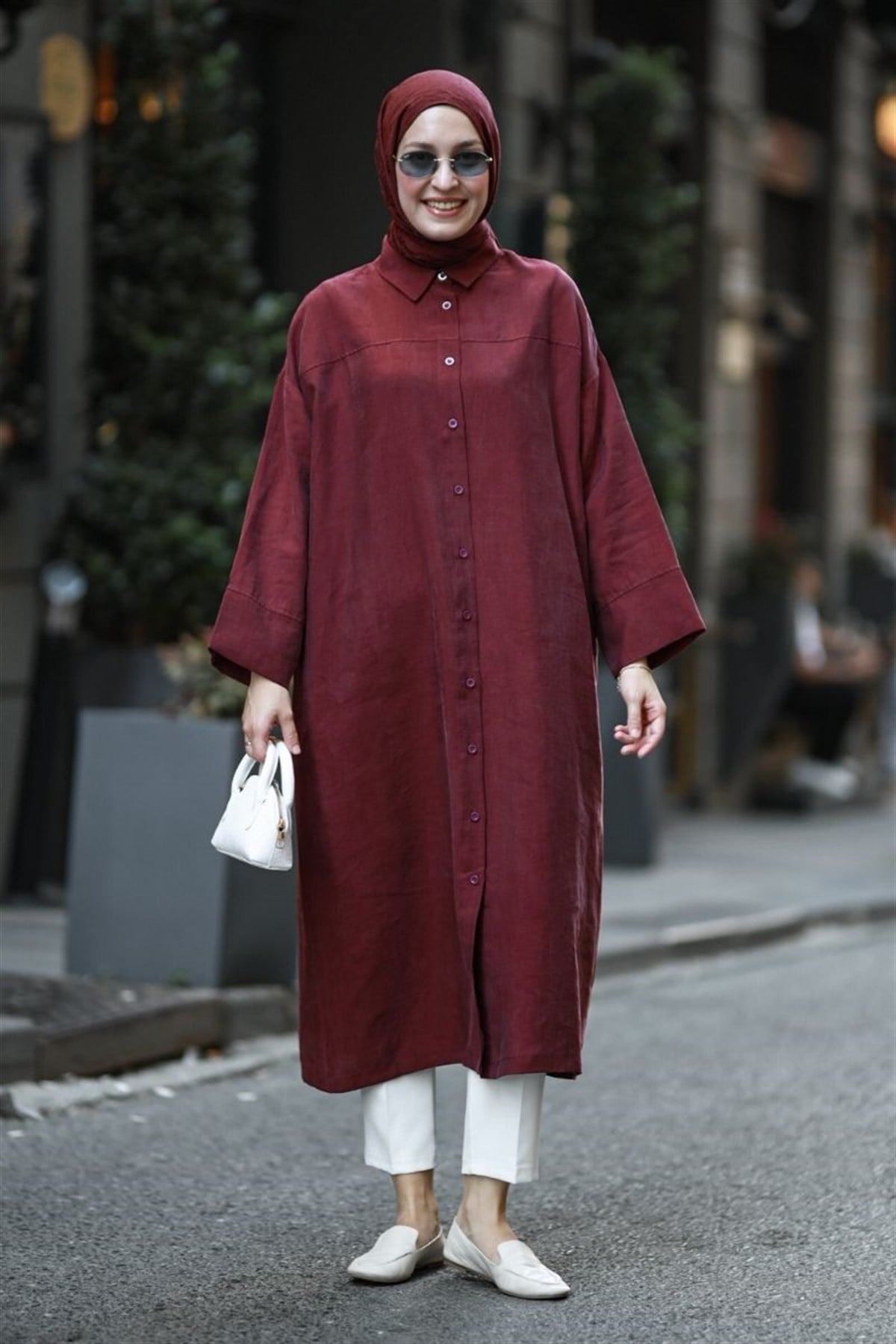Seyyar Kemerli 120 Cm Tesla Tunik Bordo