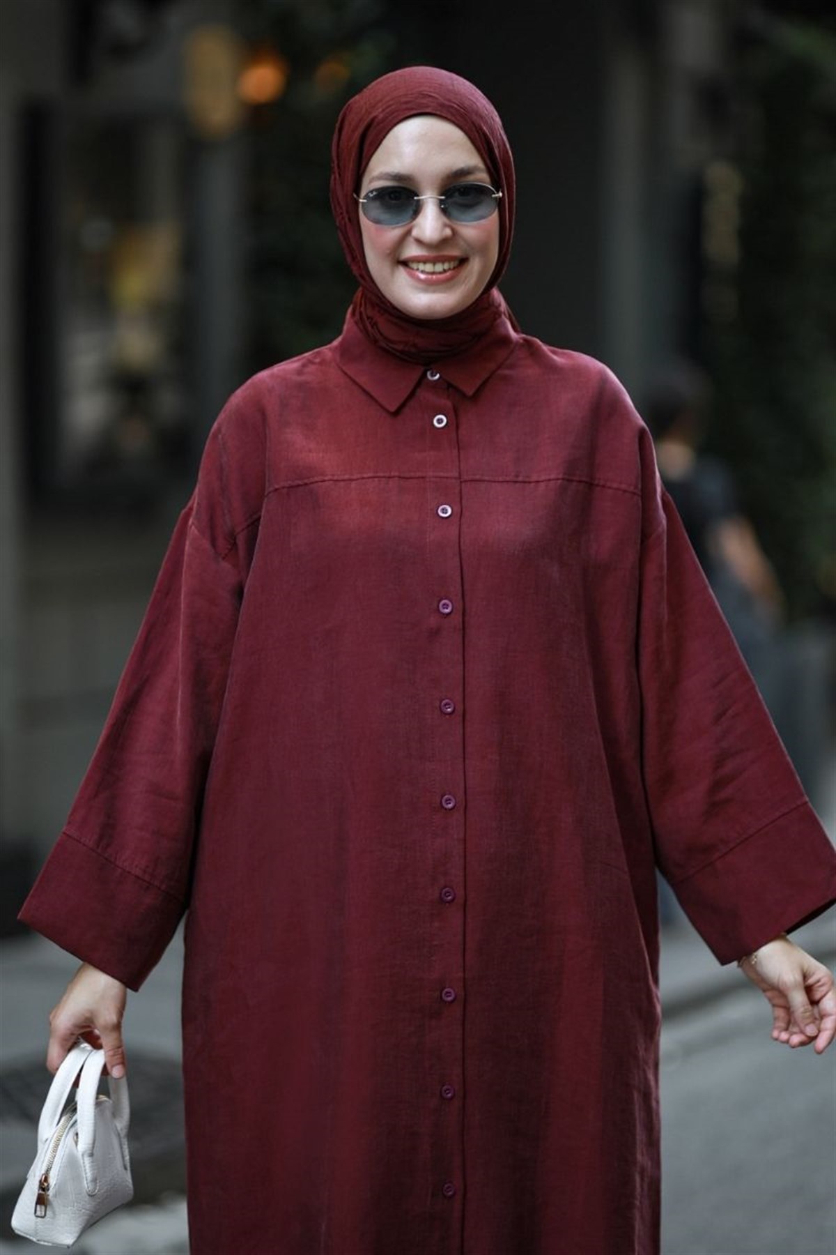 Seyyar Kemerli 120 Cm Tesla Tunik Bordo